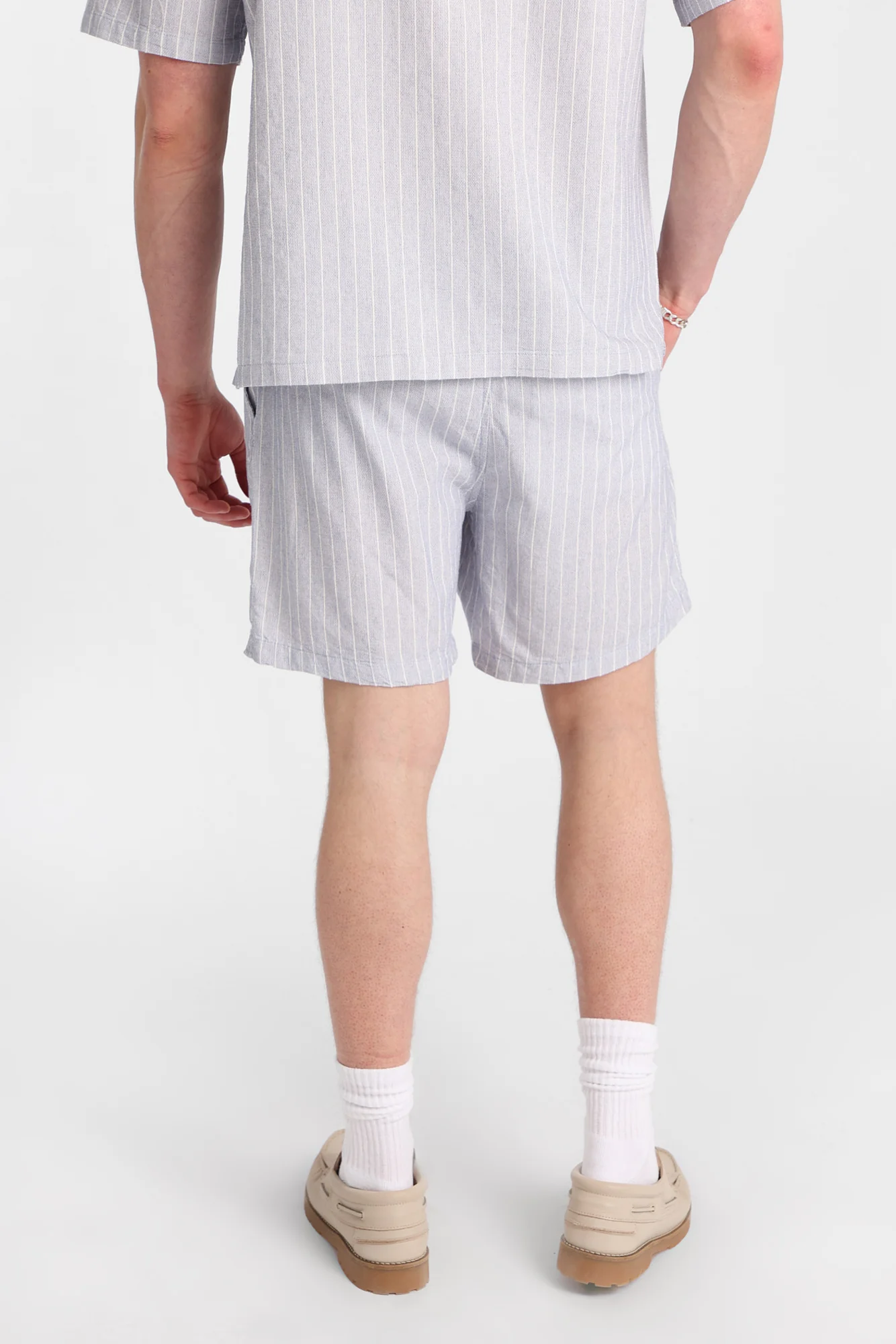 Textured Pinstriped Shorts - Image 7