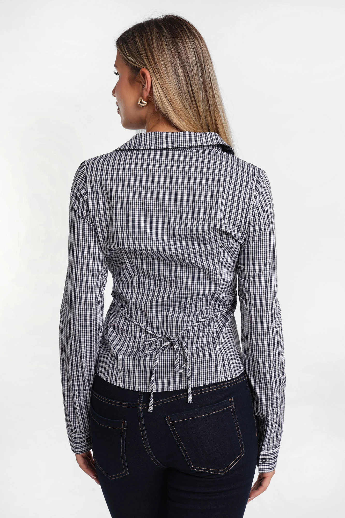 Button-Up Tie-Back Long Sleeve Shirt - Image 17