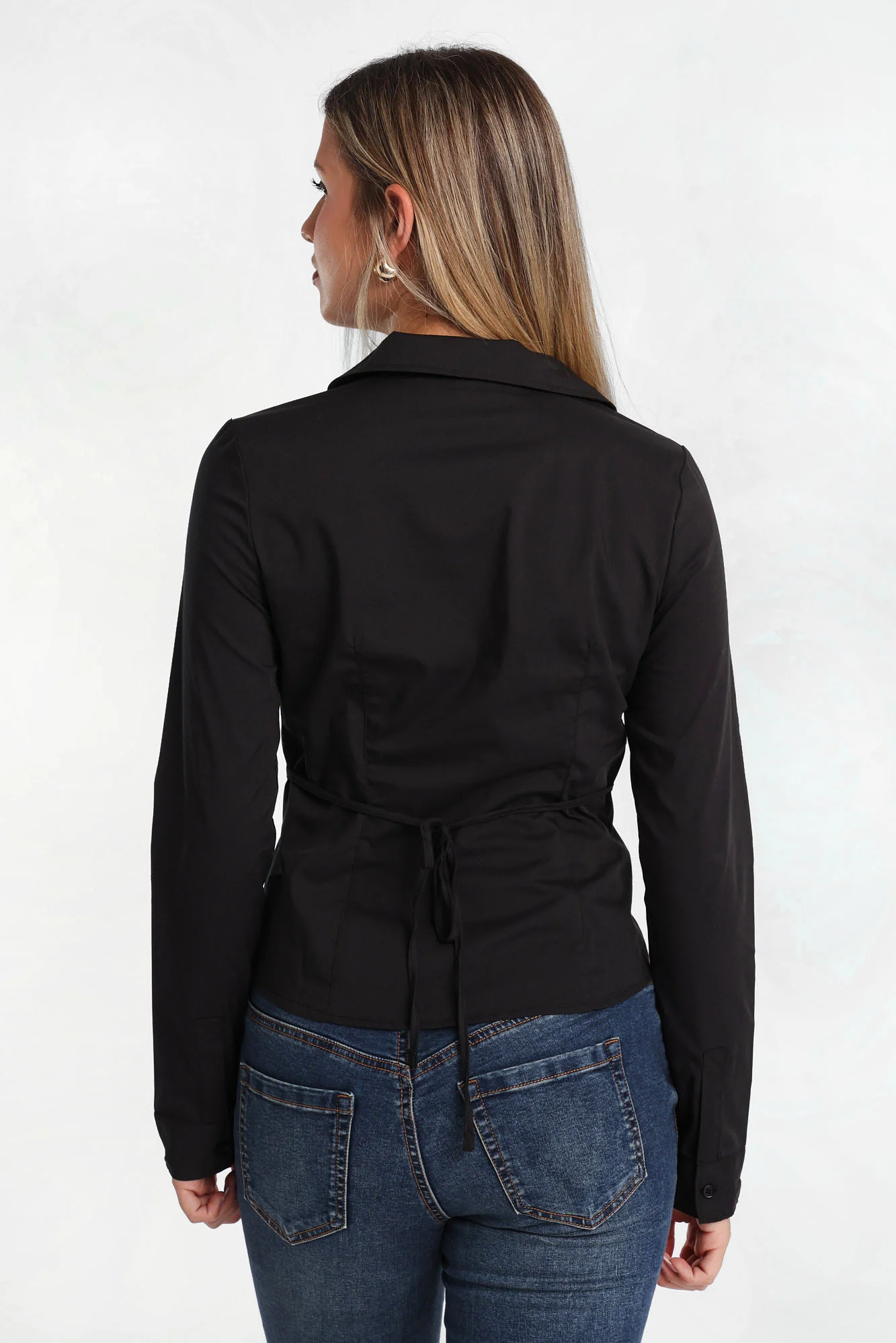 Button-Up Tie-Back Long Sleeve Shirt - Image 6