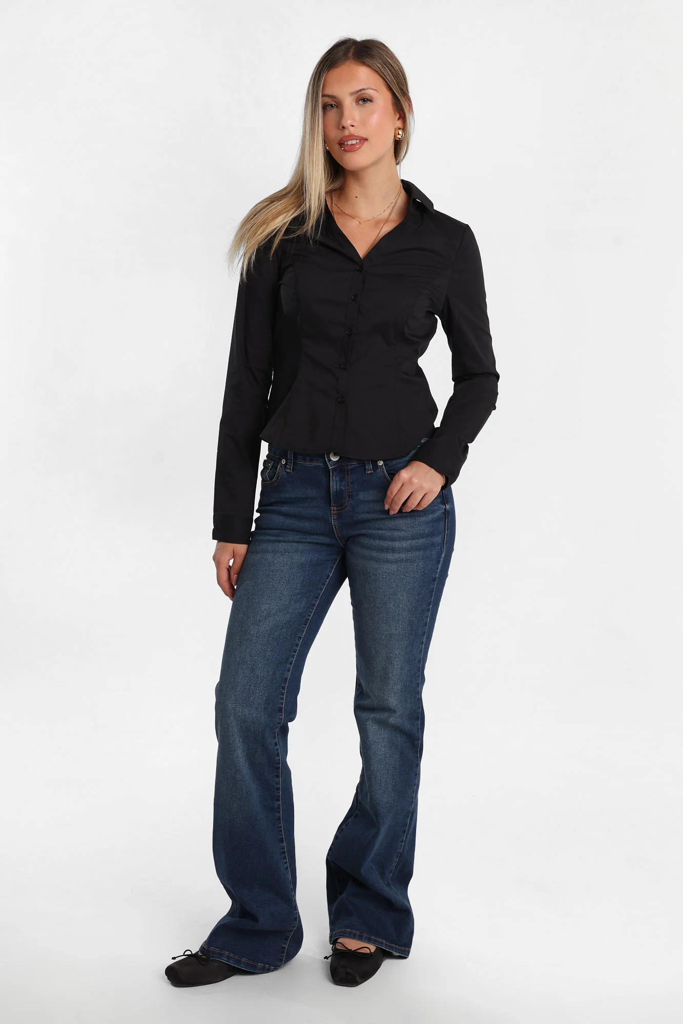 Button-Up Tie-Back Long Sleeve Shirt - Image 8
