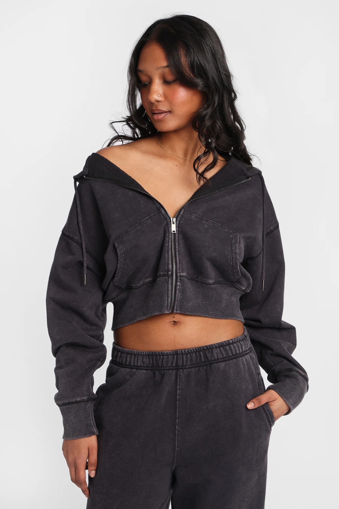 Washed Zip-Up Boyfriend Hoodie - Image 6
