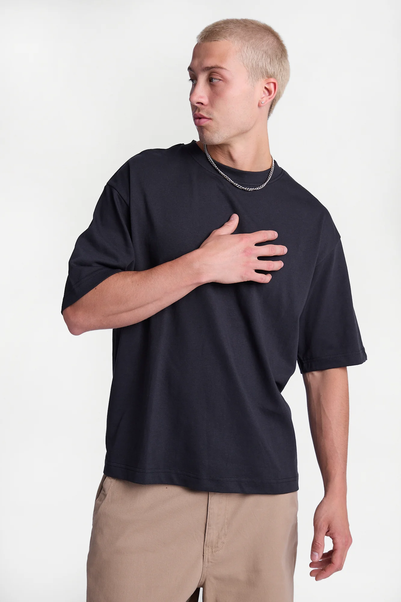 Heavy-Weight Knit Crew Neck Oversized Tee - Image 2