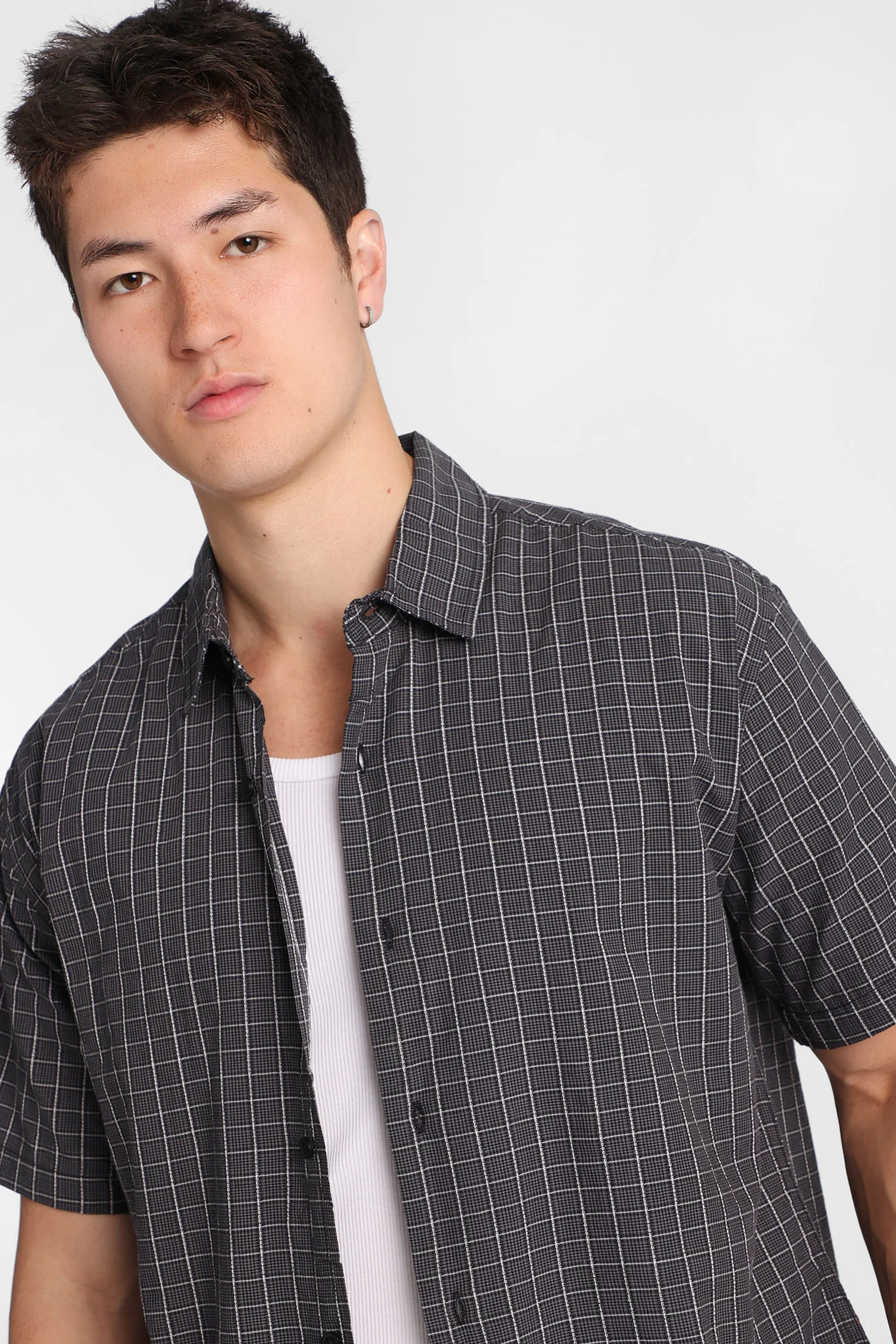 Plaid Cropped Short Sleeve Shirt - Image 2