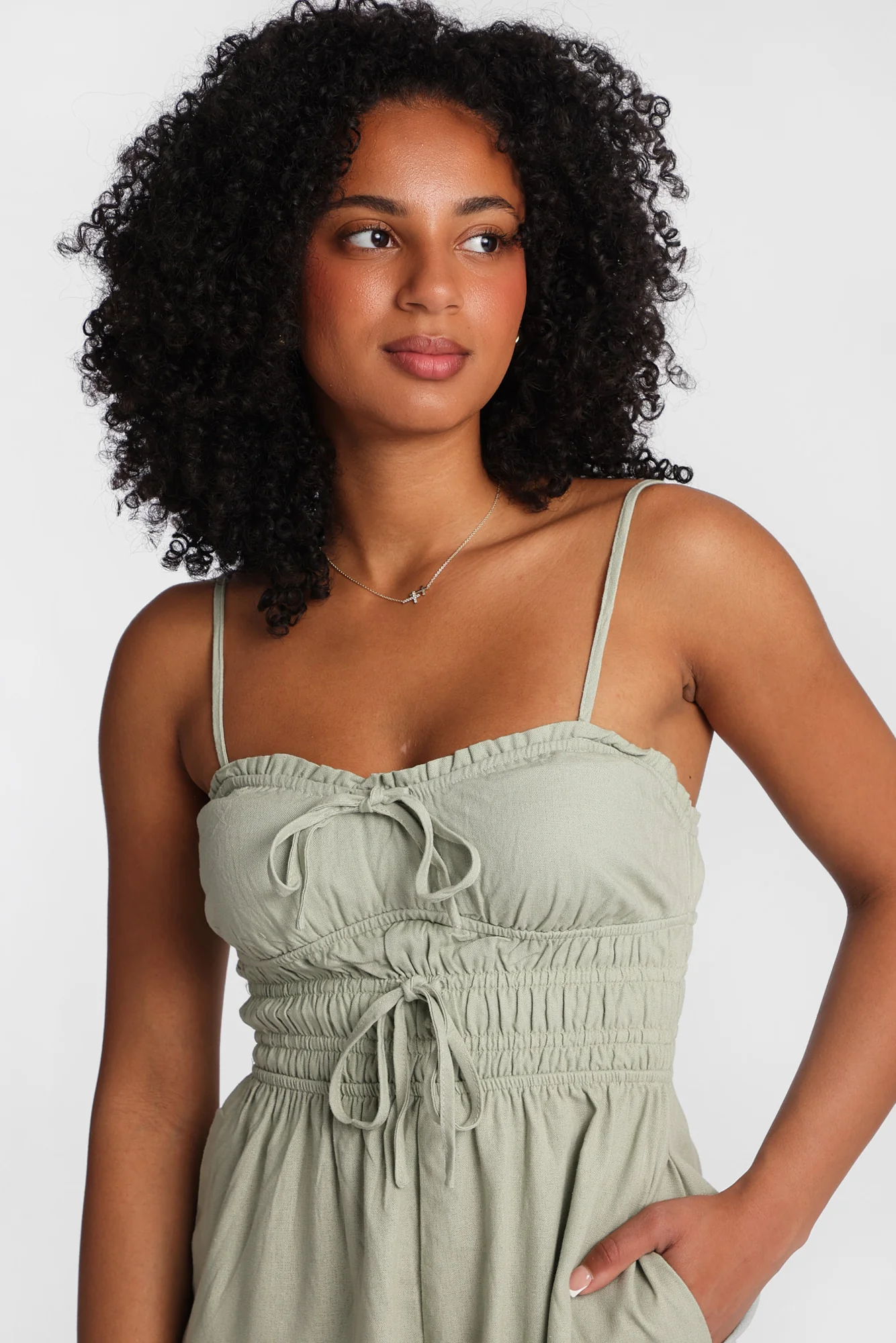 Linen-Blend Tie-Front Romper - Image 10
