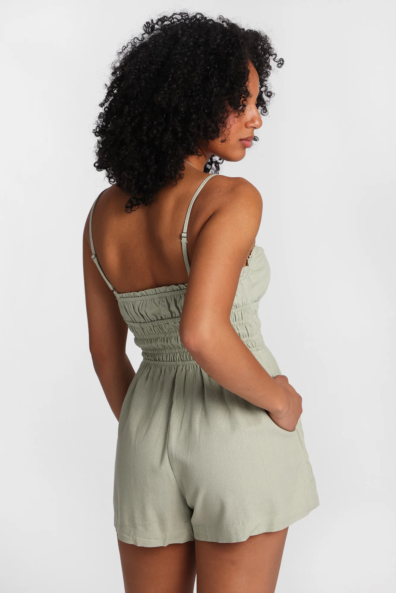 Linen-Blend Tie-Front Romper - Image 11