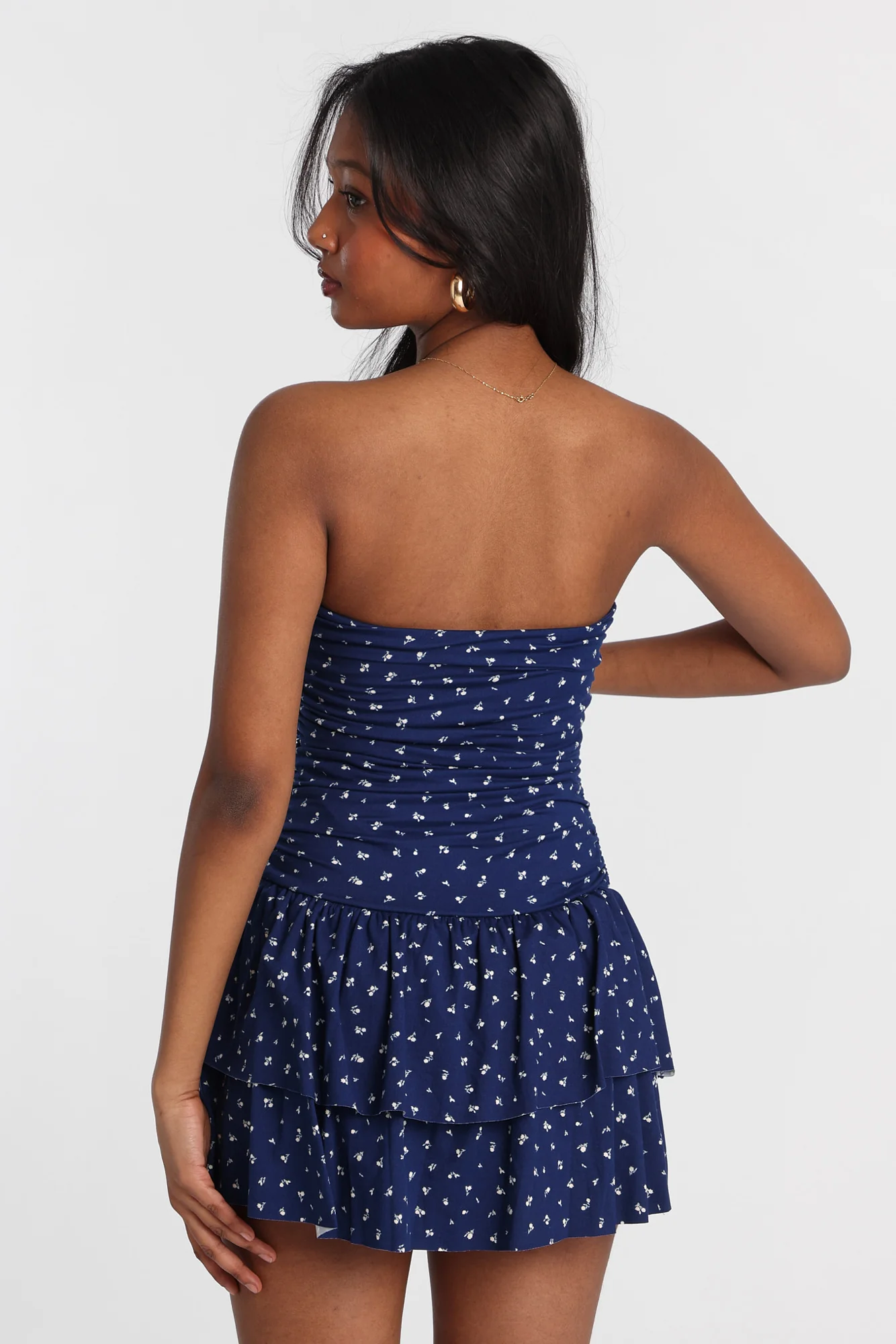 Knit Strapless Tiered Mini Dress - Image 3