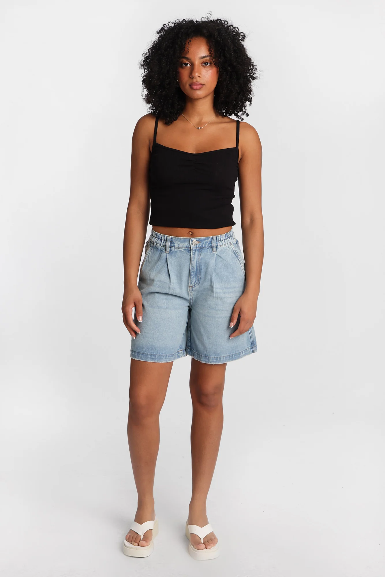 High Rise Stretch Waistband Trouser Jorts - Image 4