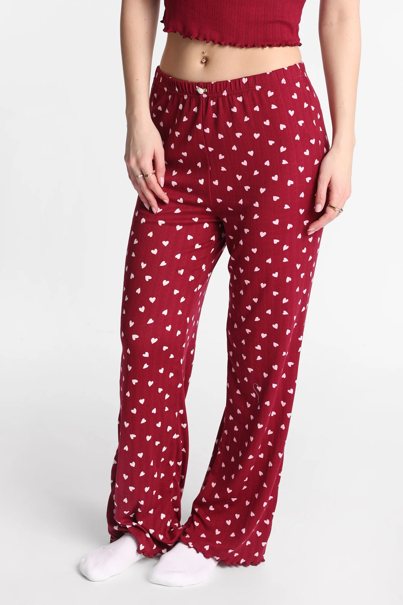 Graphic Pointelle Knit Pajama Tank Top & Pants 2-Piece Set - Image 20