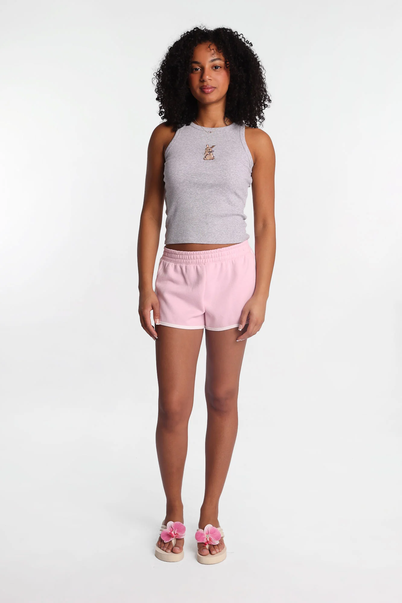 Bunny Embroidered Ribbed Knit High Neck Tank Top - Image 4