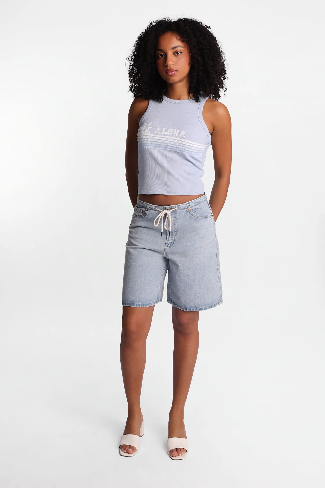 Aloha Ribbed Knit High Neck Tank Top - Image 5