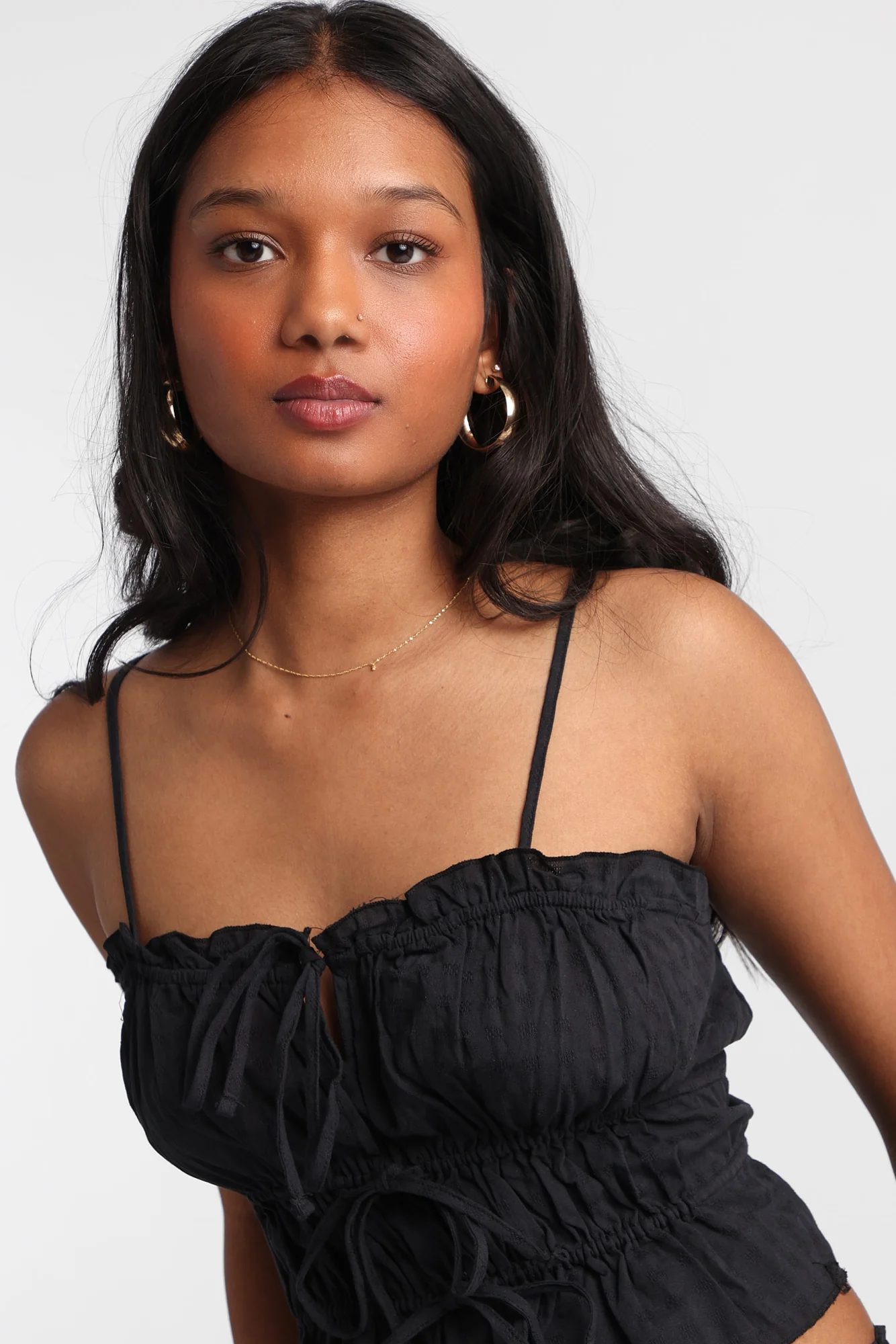 AERO Cotton Tie-Front Peplum Top - Image 2