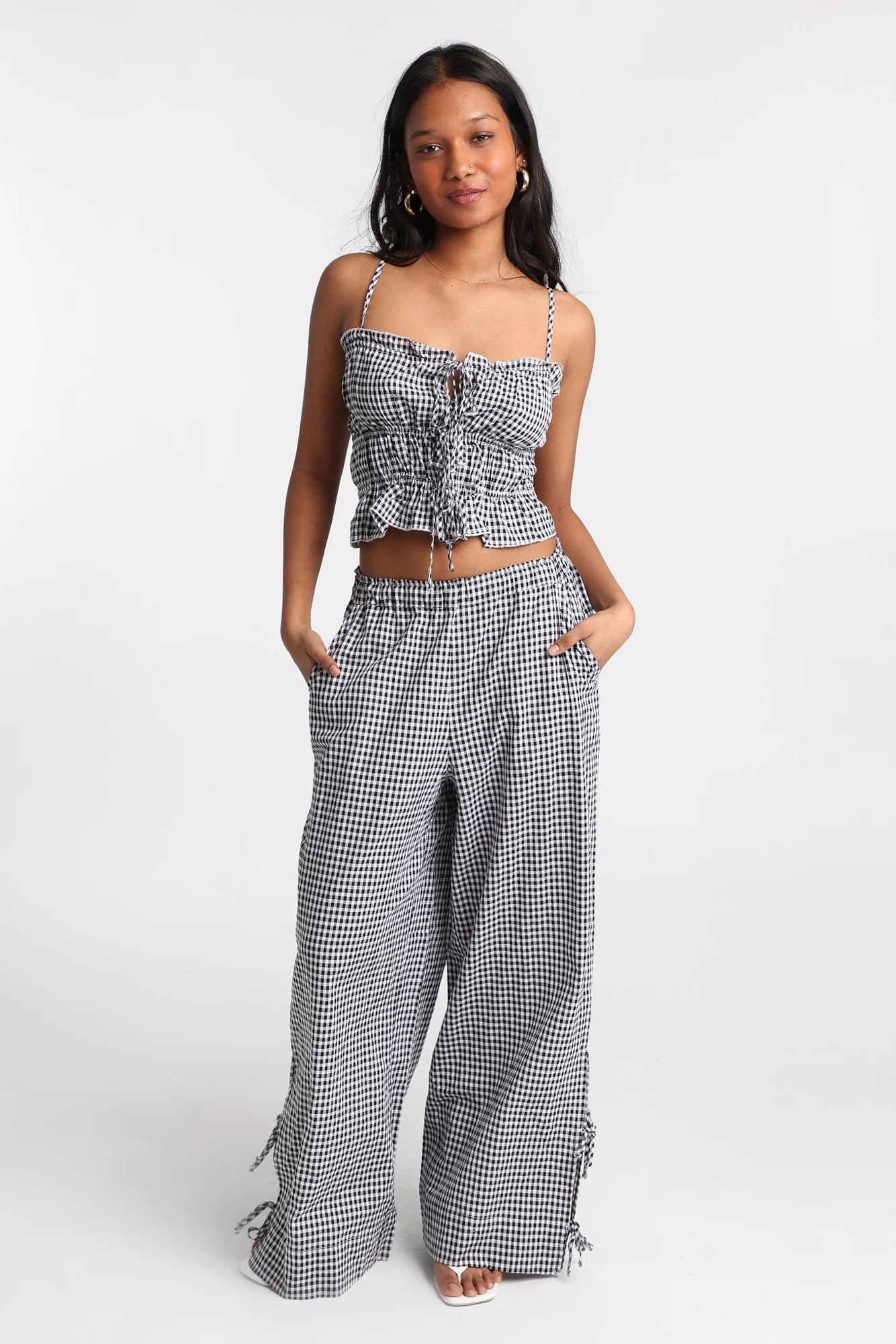 AERO Cotton Tie-Front Peplum Top - Image 8