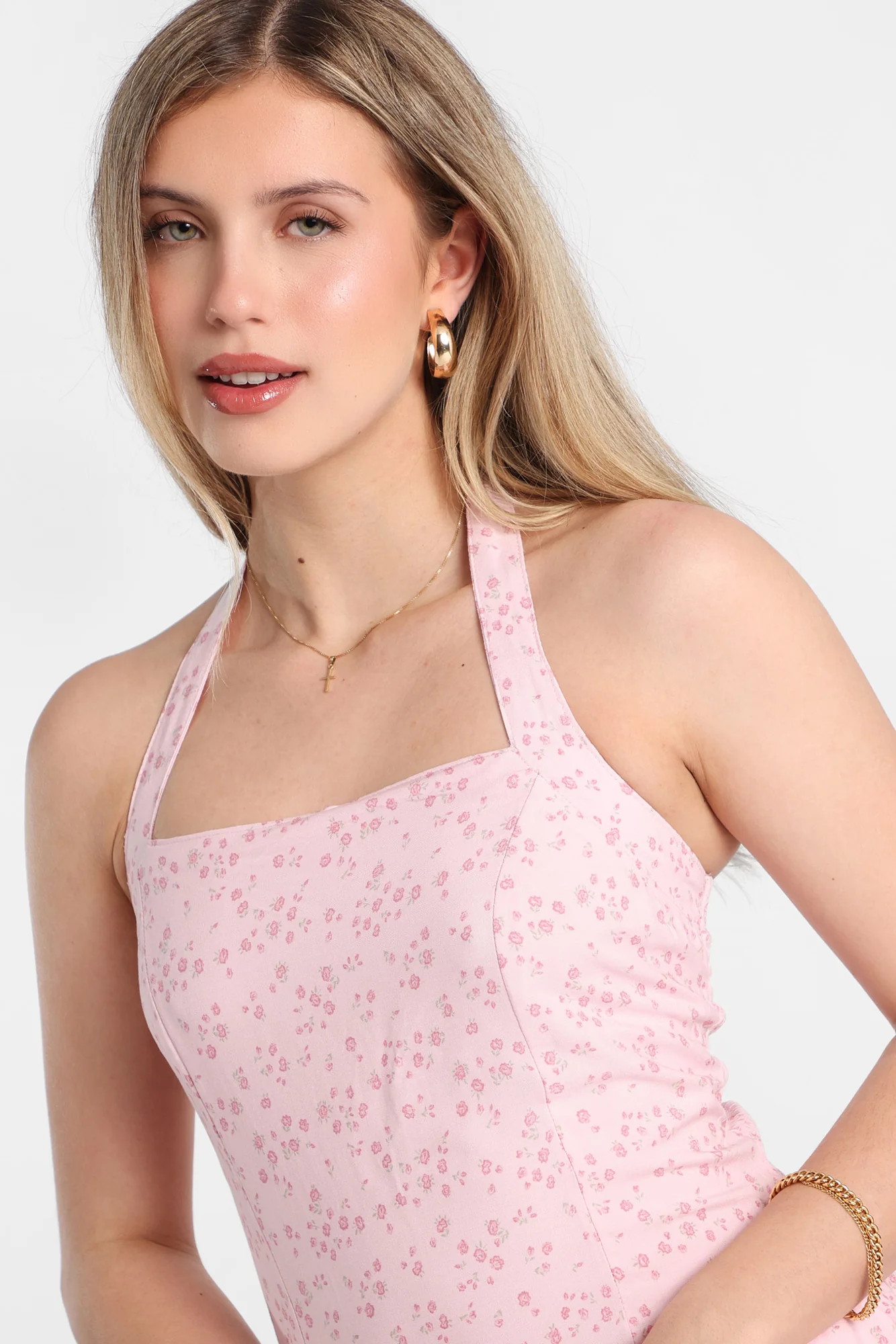 AERO Halter Neck Drop Waist Mini Dress - Image 2