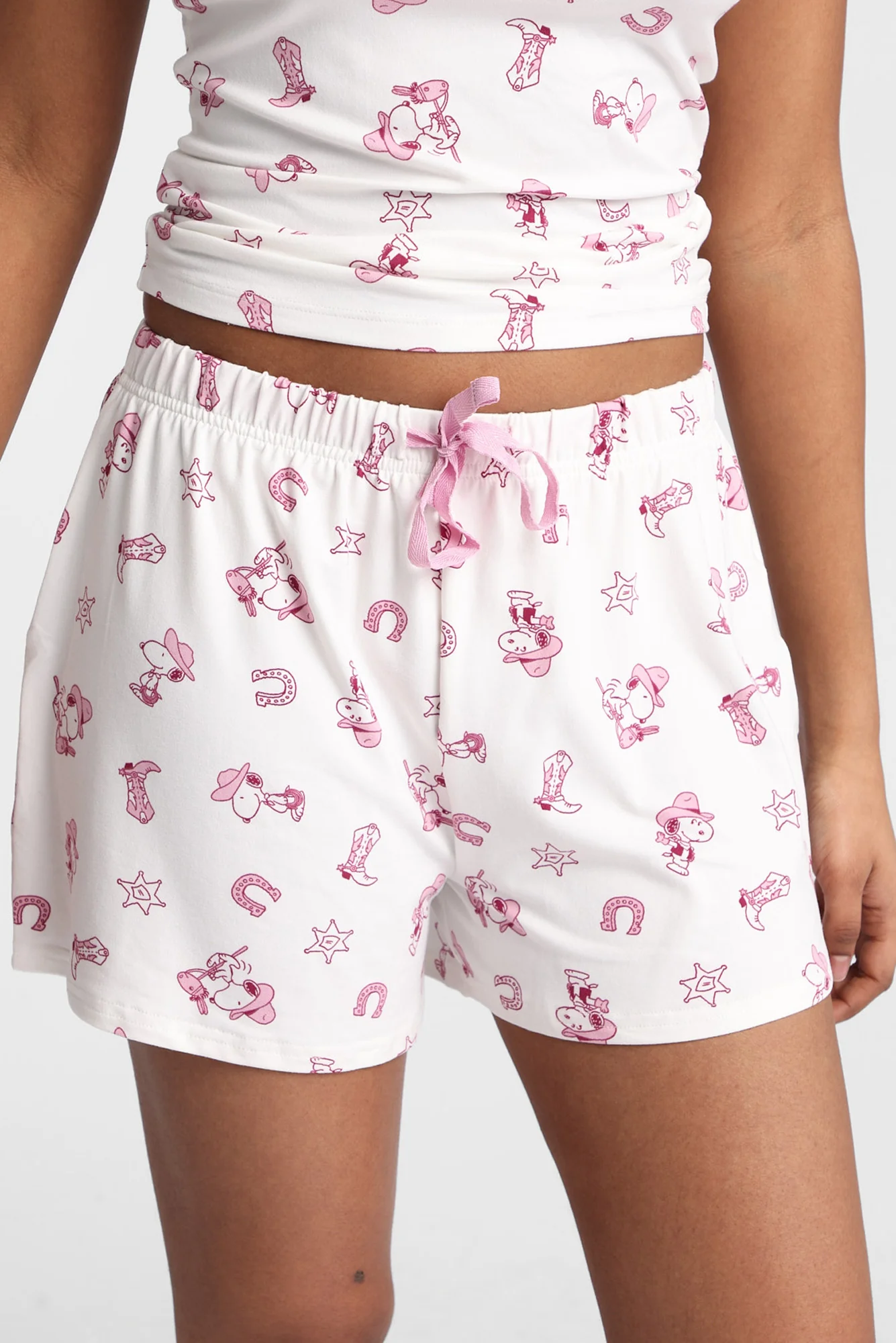Peanuts Snoopy Western Graphic Super Soft Pajama Camisole & Shorts 2-Piece Set - Image 4
