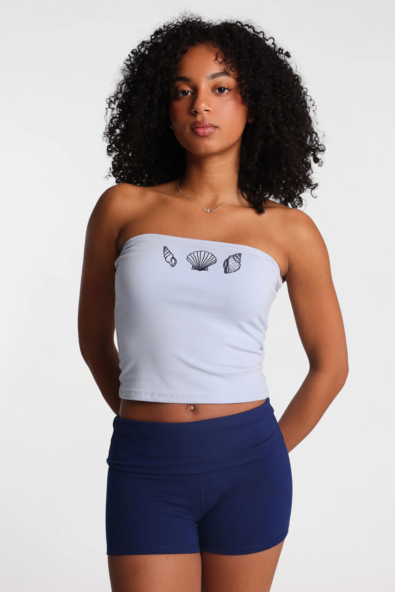 AERO Seashells Embroidered Graphic Tube Top - Image 3