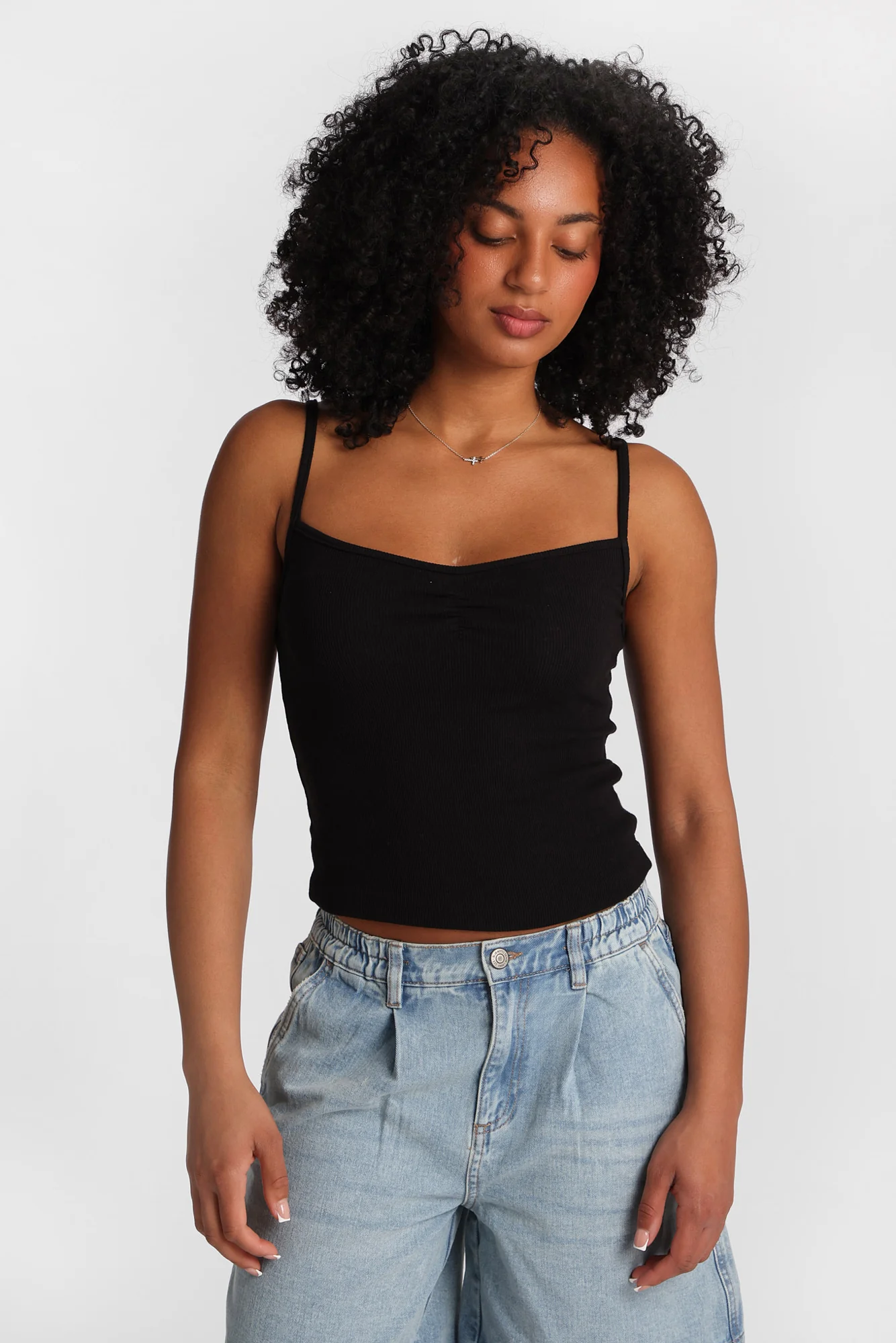AERO Ribbed Knit Cinched V-Neck Camisole - Image 6
