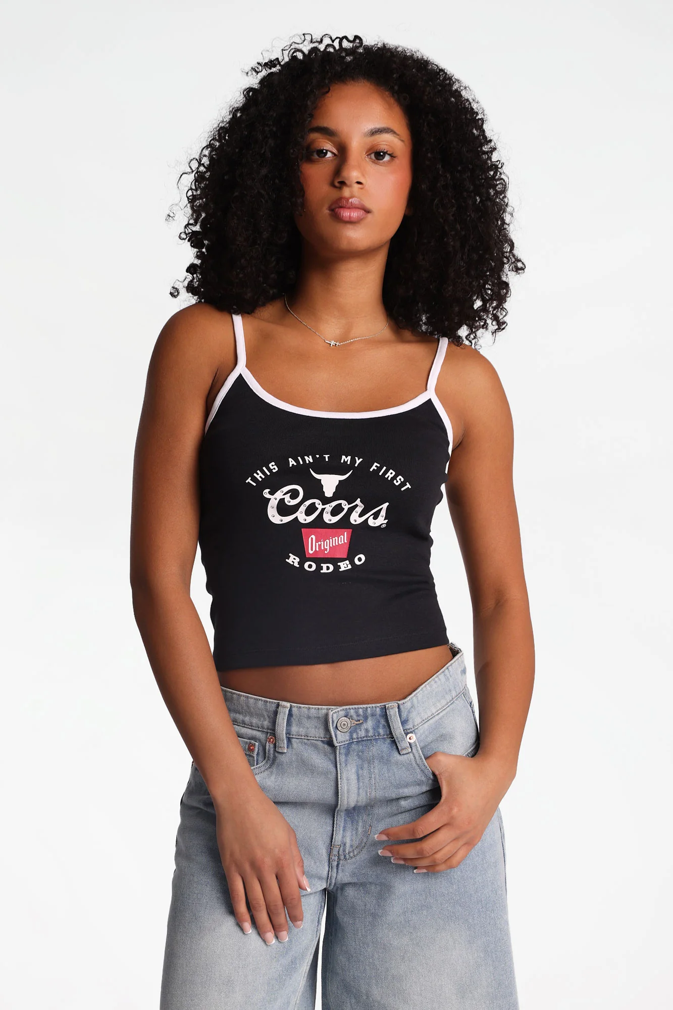 Coors Rodeo Rhinestones Applique Graphic Cotton Camisole - Image 3