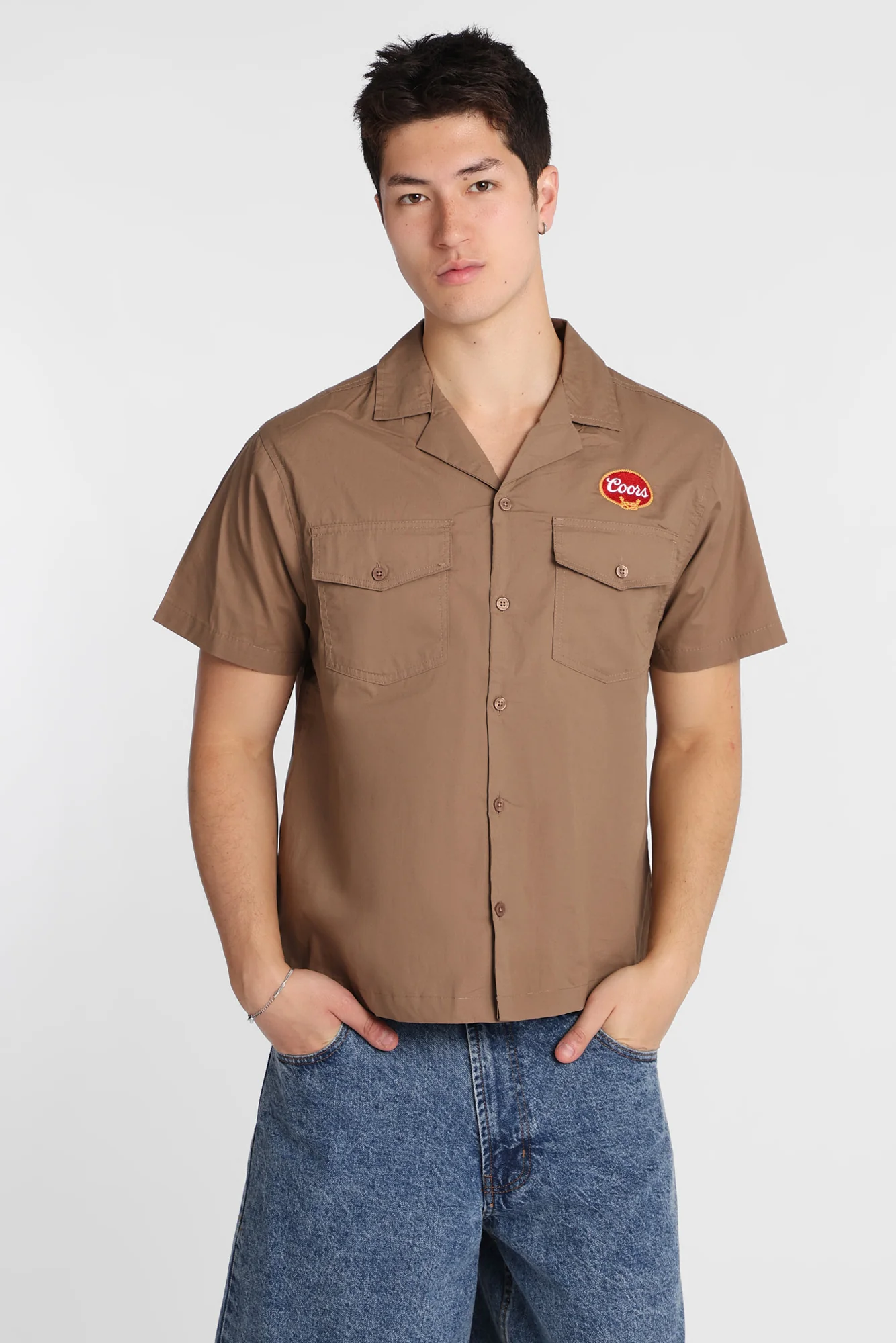 Coors Horseshoe Embroidered Patch Button-Up Shirt - Image 2