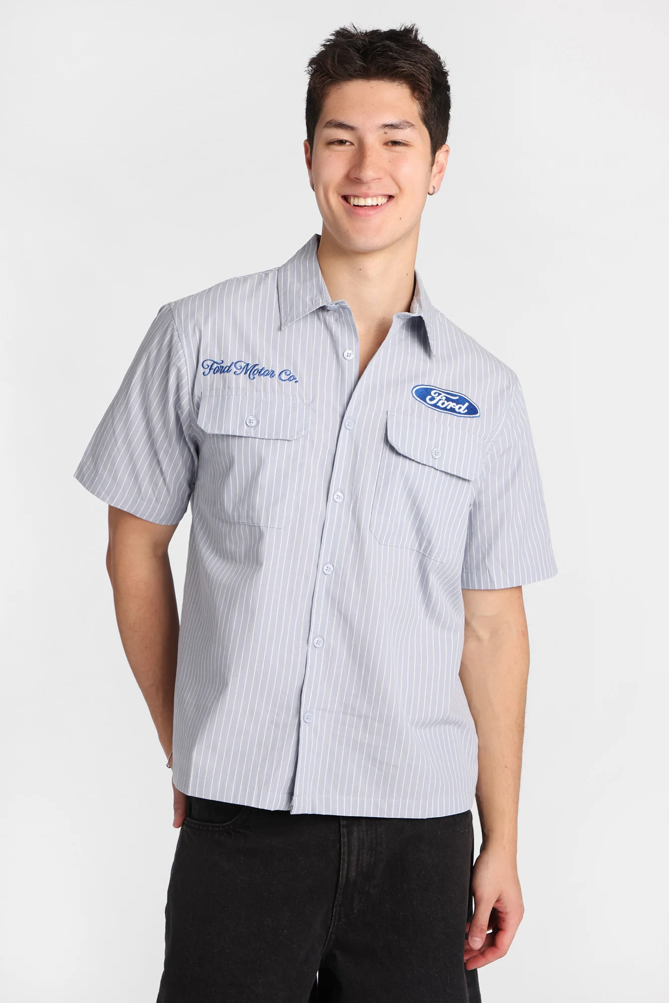 Ford Motors Embroidered Patch Button-Up Workshirt - Image 2
