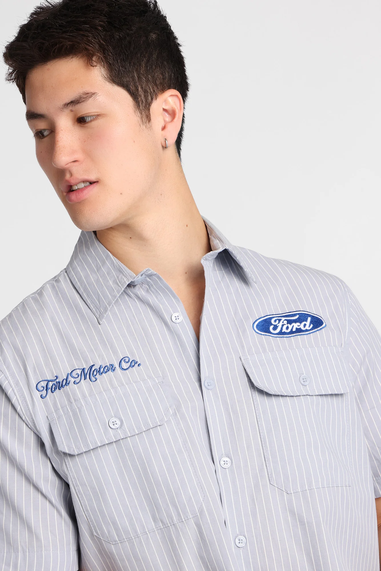 Ford Motors Embroidered Patch Button-Up Workshirt - Image 3
