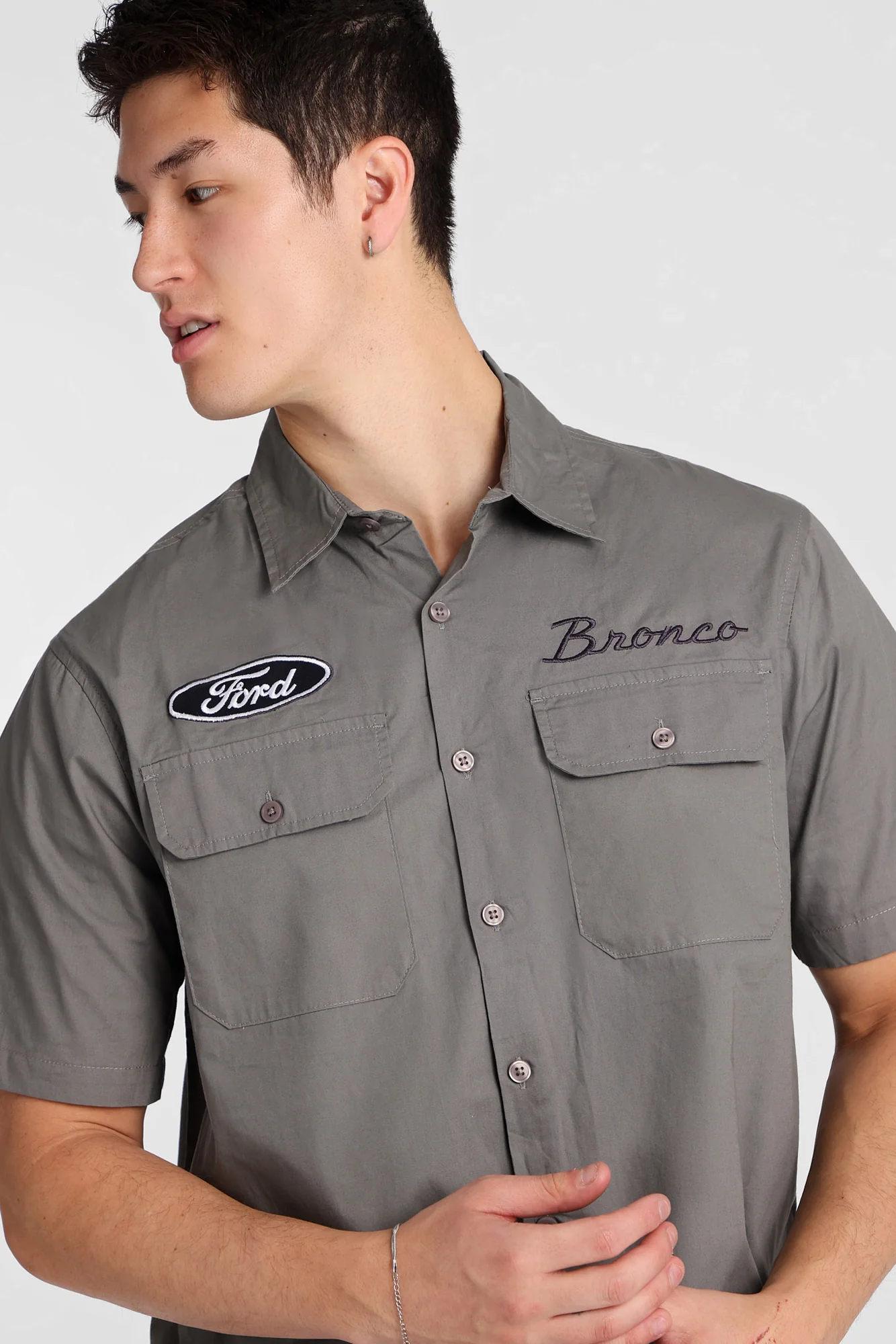 Ford Bronco Embroidered Patch Button-Up Shirt - Image 3
