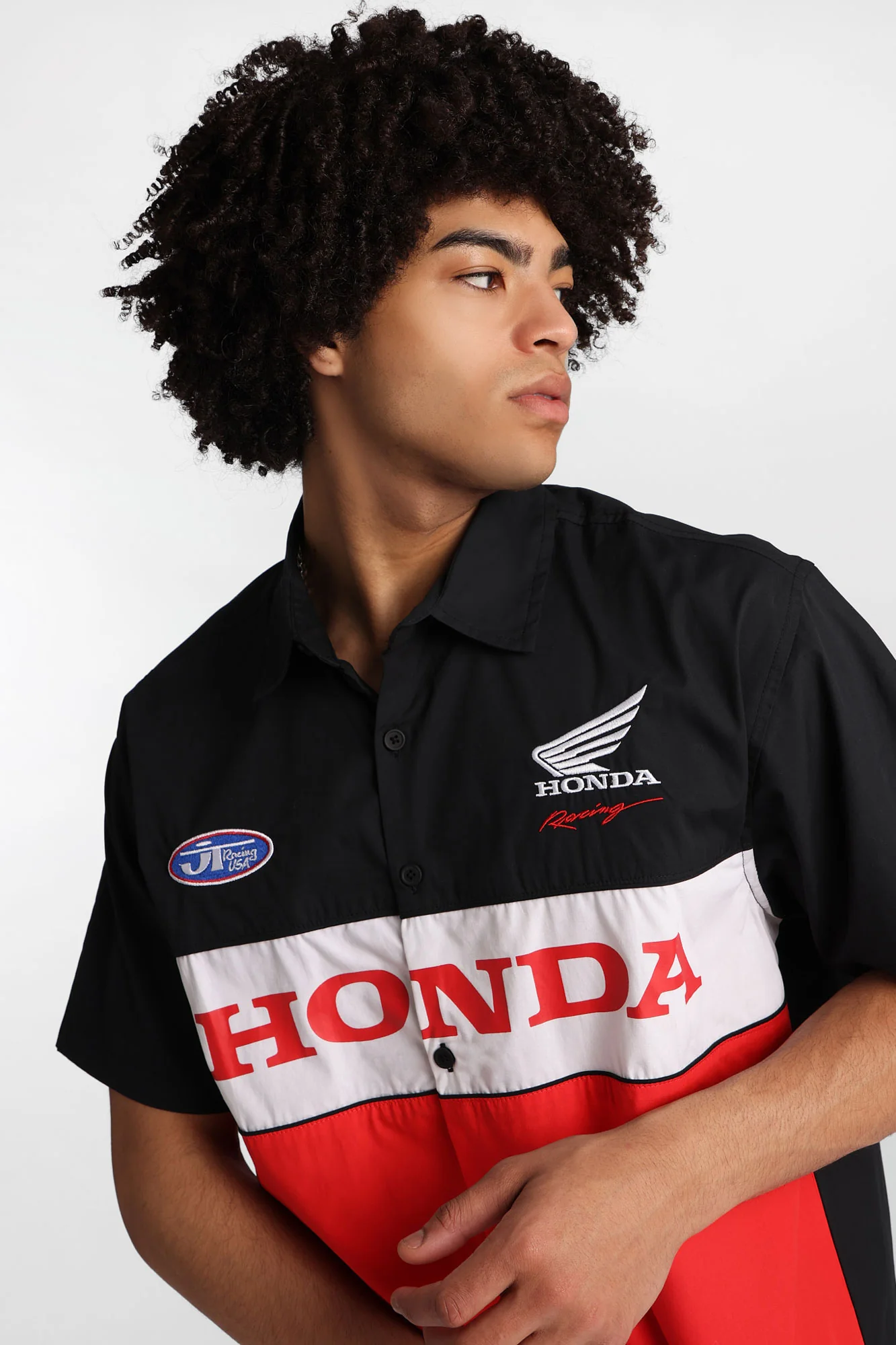 Honda Racing Embroidered Patch Button-Up Workshirt - Image 2