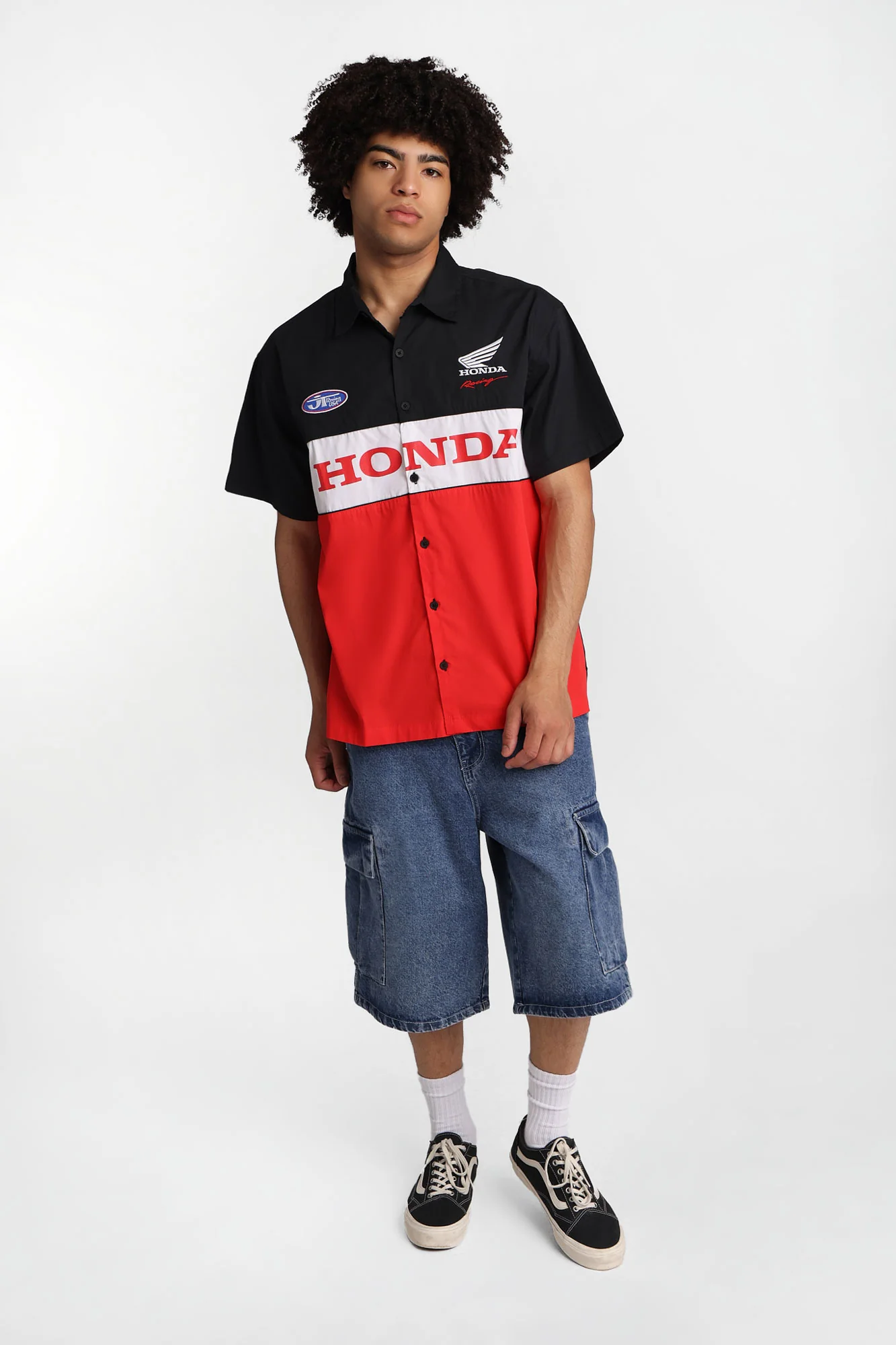 Honda Racing Embroidered Patch Button-Up Workshirt - Image 4