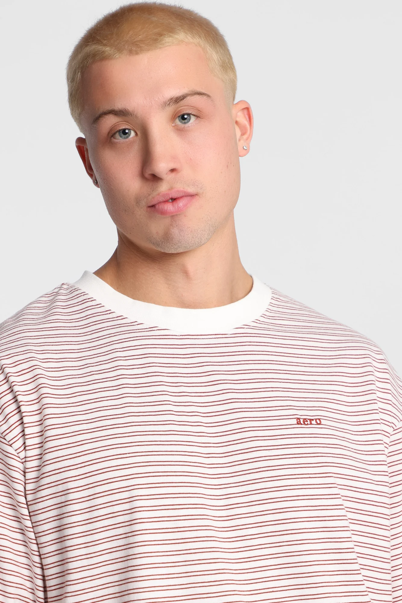 AERO Embroidered Striped Oversized Tee - Image 10