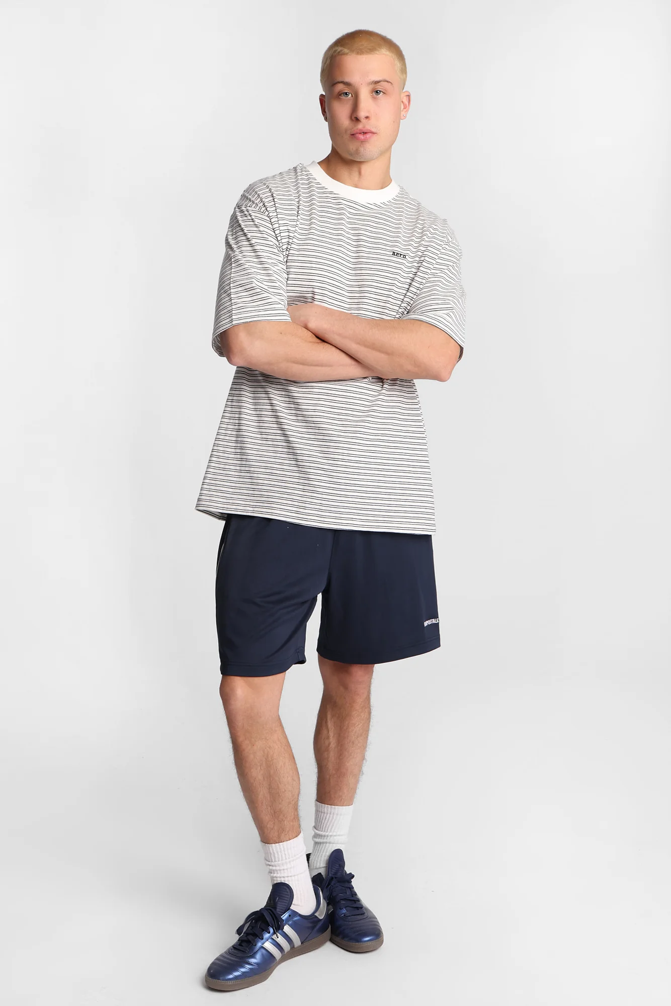 AERO Embroidered Striped Oversized Tee - Image 4