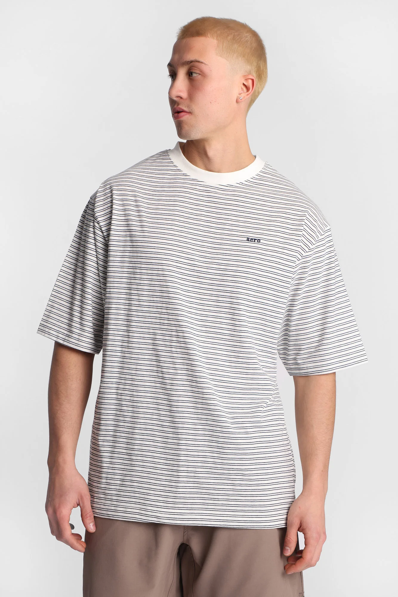 AERO Embroidered Striped Oversized Tee - Image 5