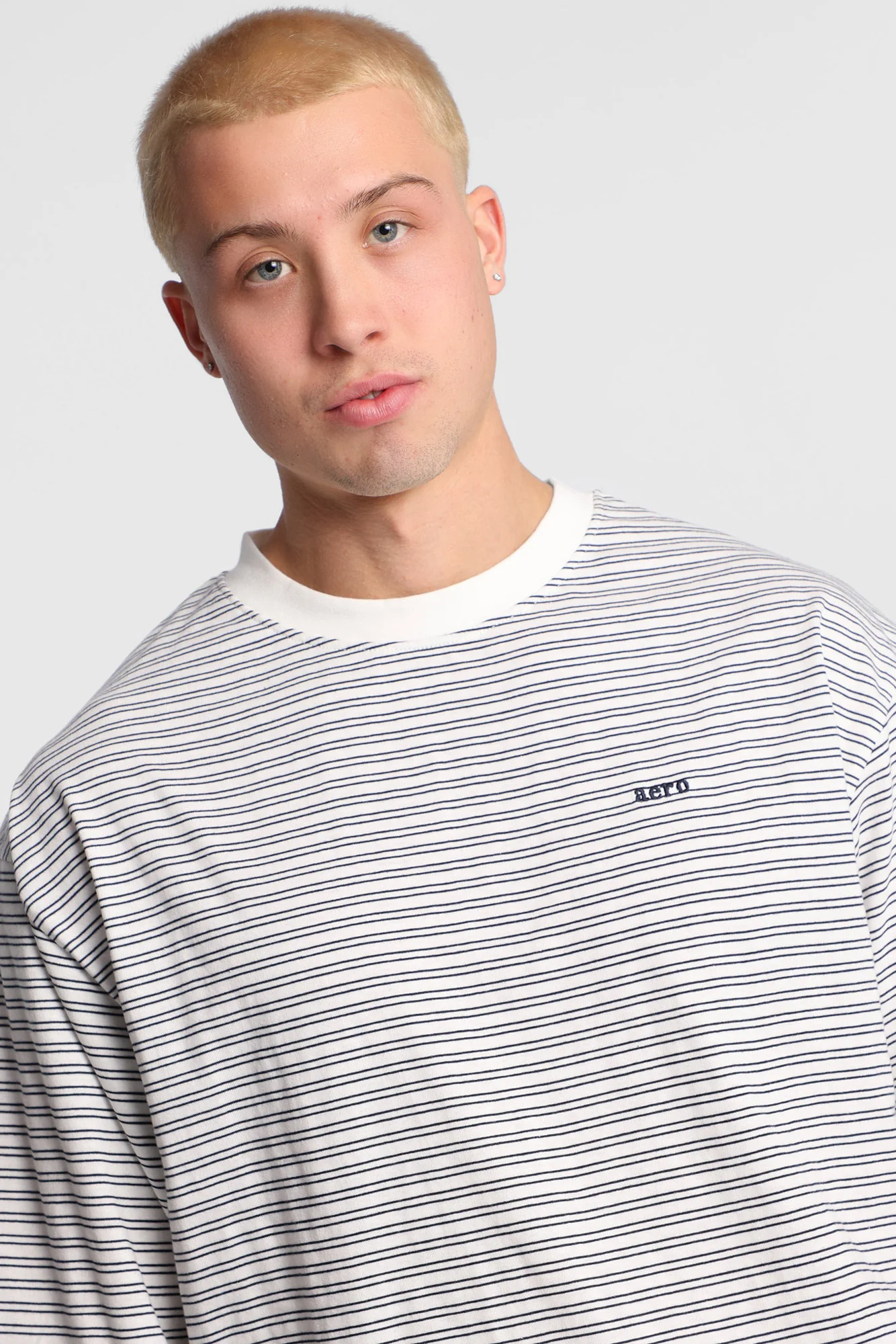 AERO Embroidered Striped Oversized Tee - Image 6