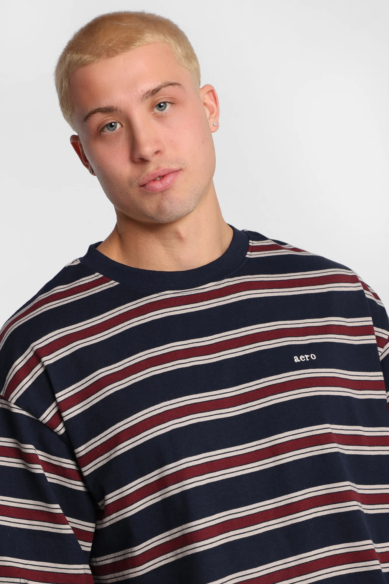 AERO Embroidered Striped Oversized Tee - Image 6