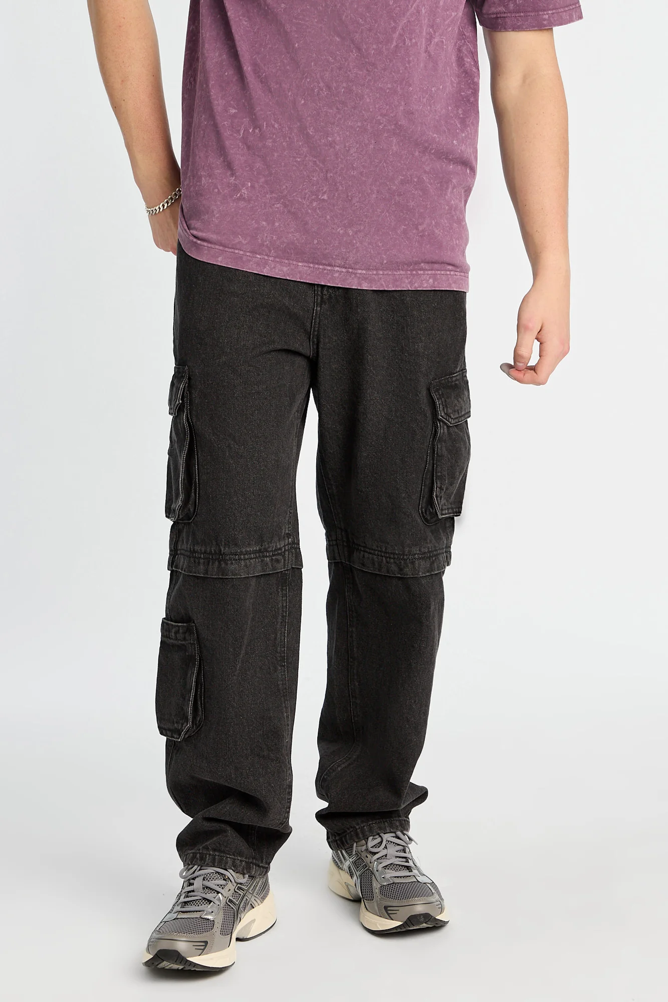 Faux Convertible Cargo Jeans