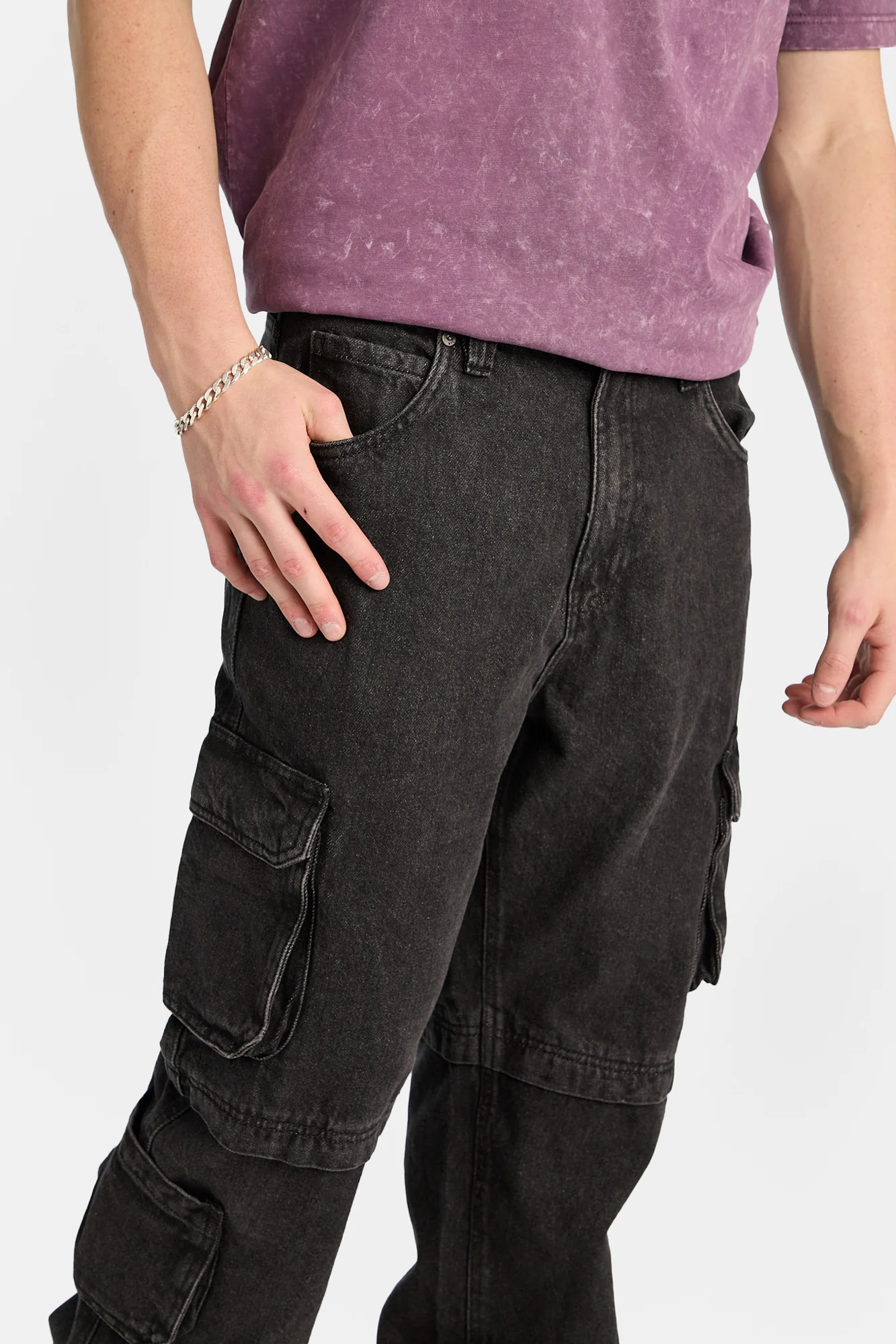 Faux Convertible Cargo Jeans - Image 2