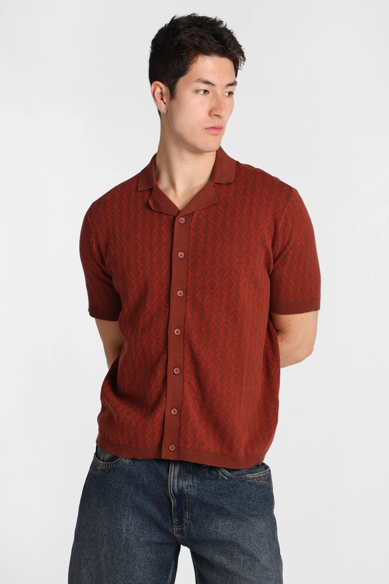 Textured Geometric Short Sleeve Shirt