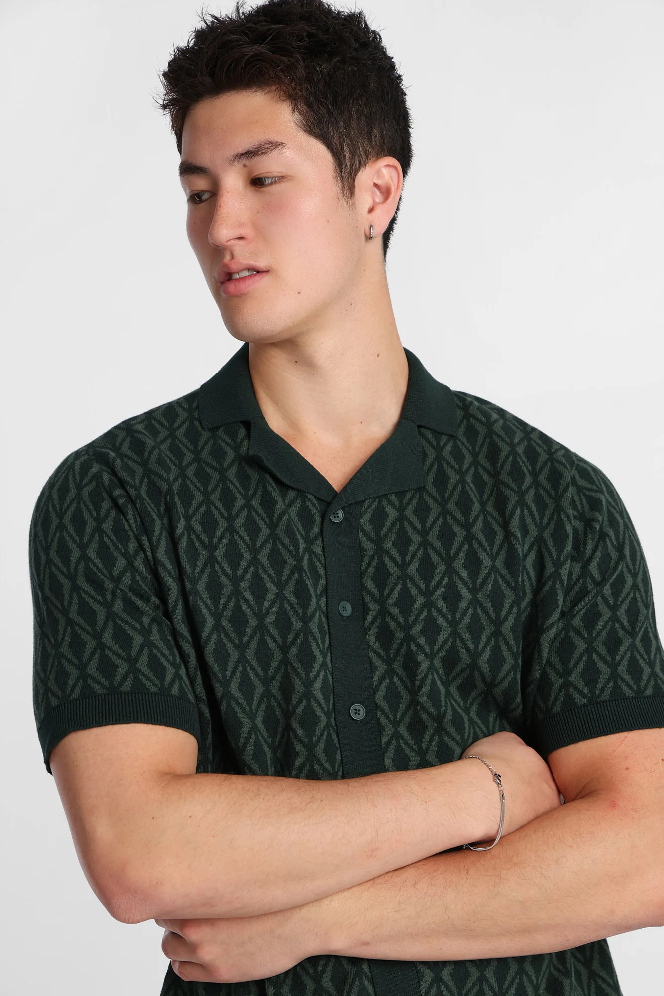 Textured Geometric Short Sleeve Shirt - Image 3