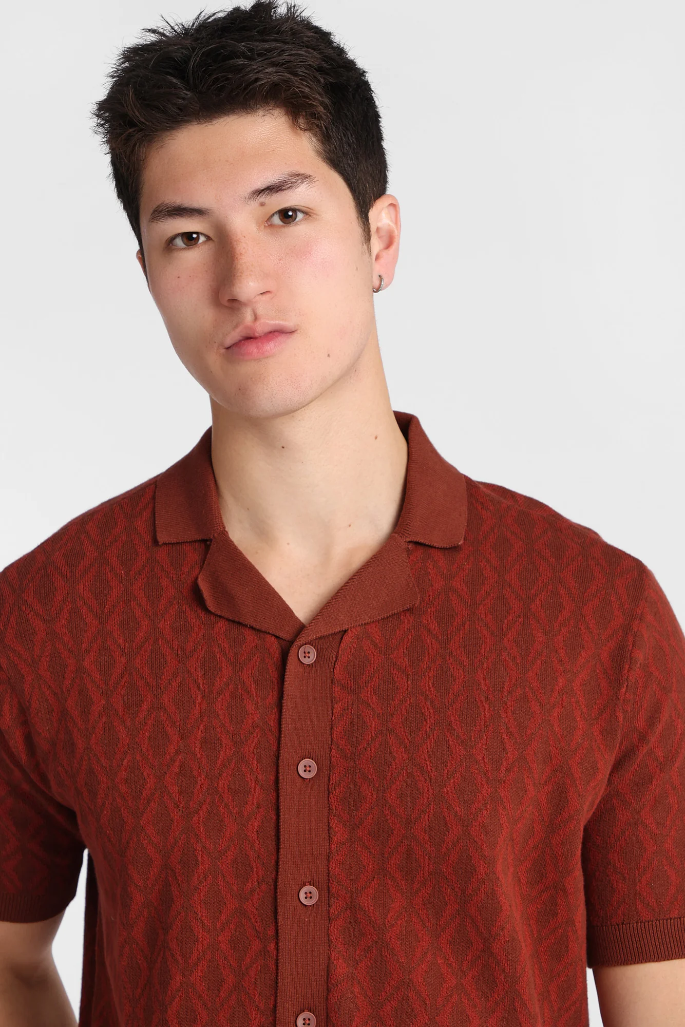 Textured Geometric Short Sleeve Shirt - Image 6
