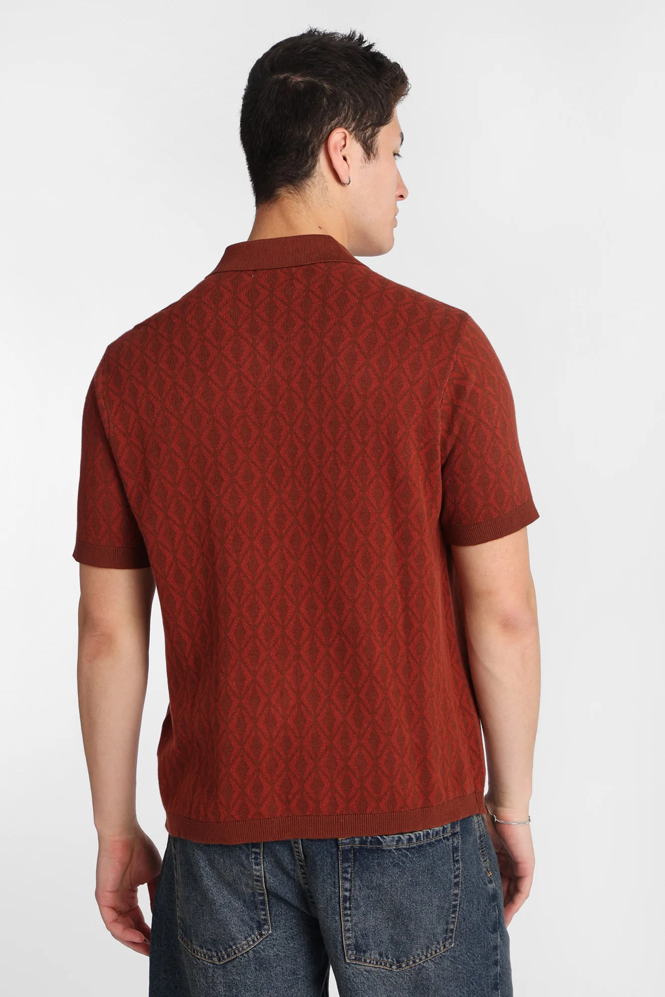 Textured Geometric Short Sleeve Shirt - Image 7