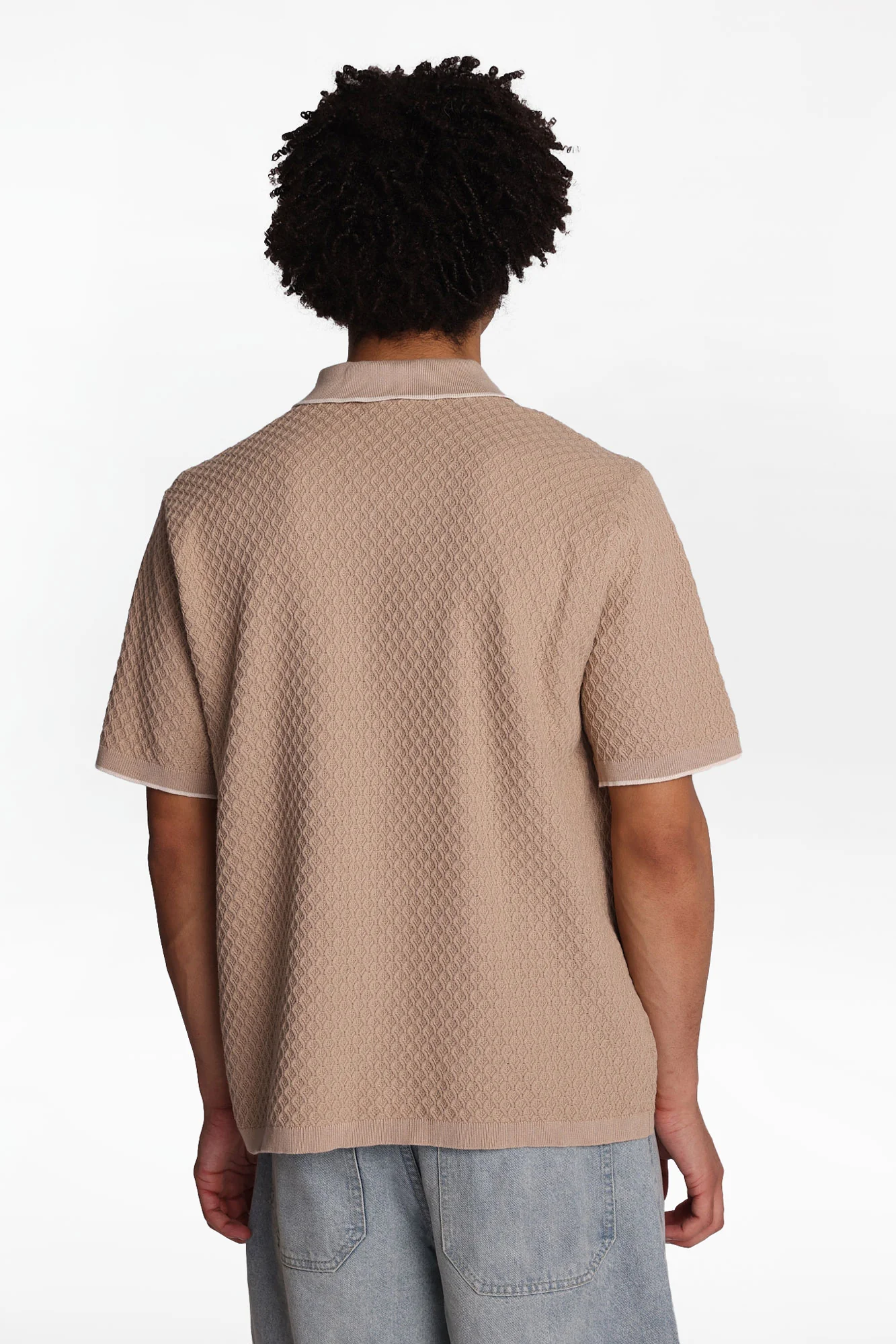 AERO Diamond Knit Short Sleeve Button-Up Shirt - Image 3