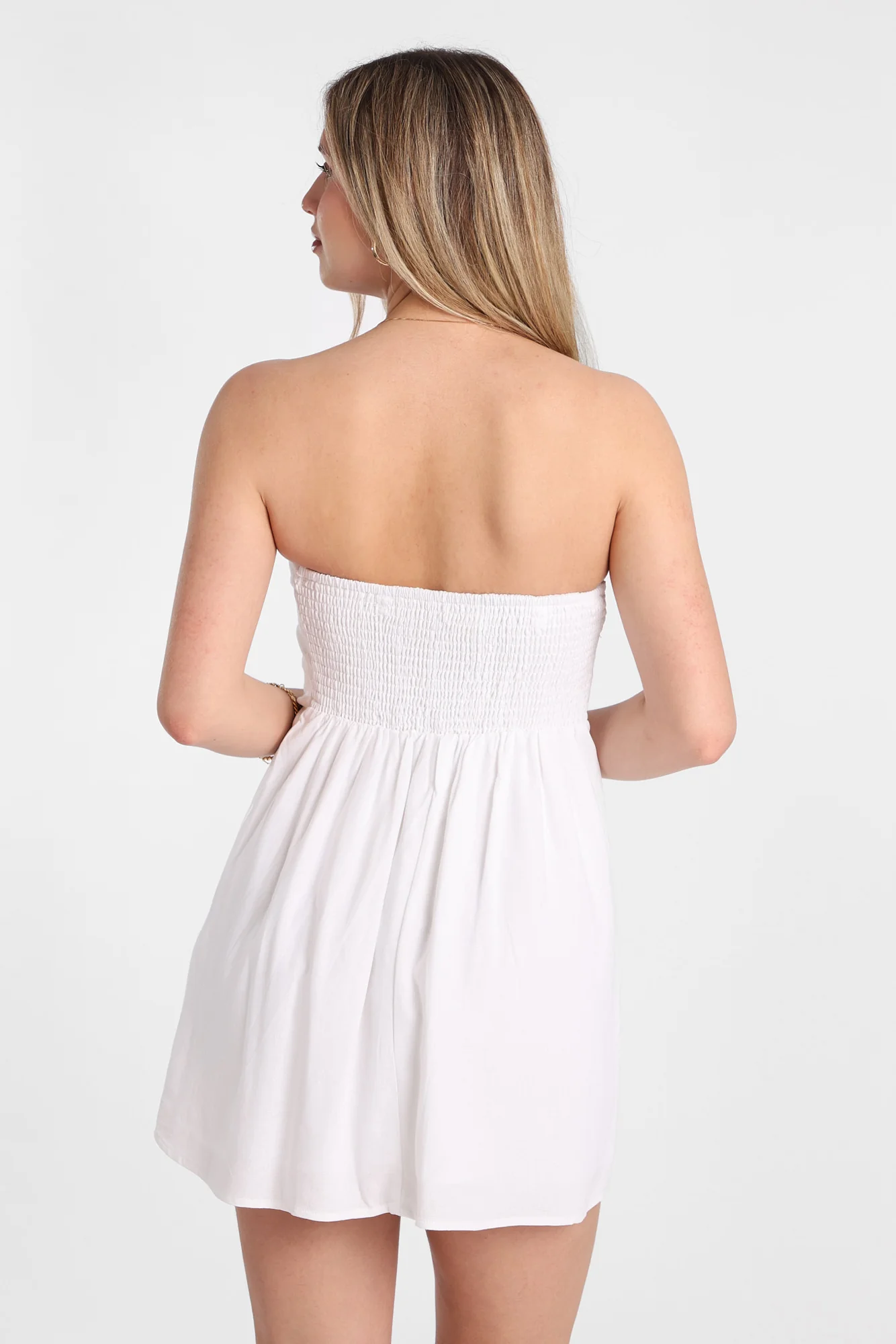 AERO Linen-Blend Strapless Mini Dress - Image 3