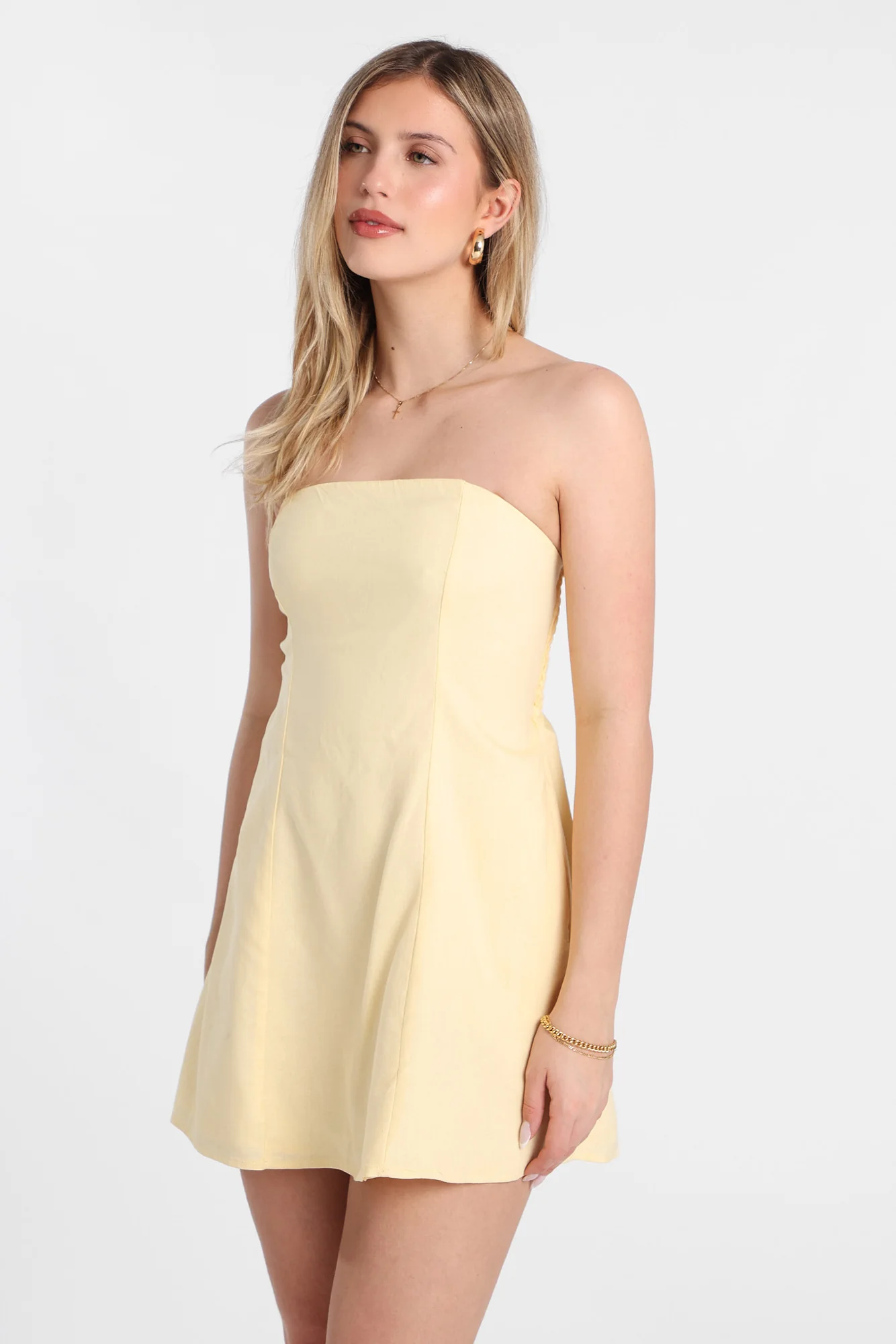 AERO Linen-Blend Strapless Mini Dress - Image 7