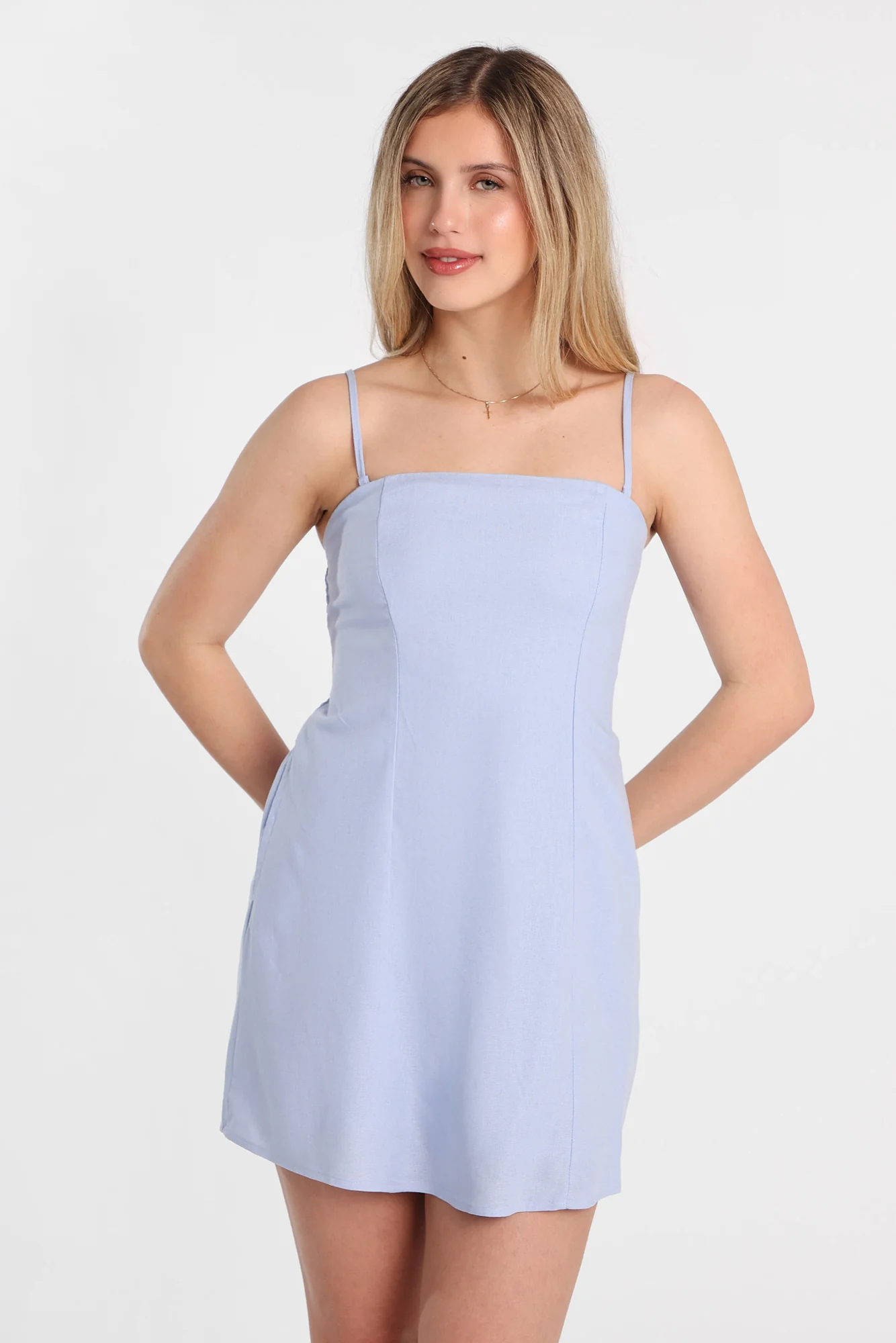 AERO Linen-Blend Strapless Mini Dress - Image 9