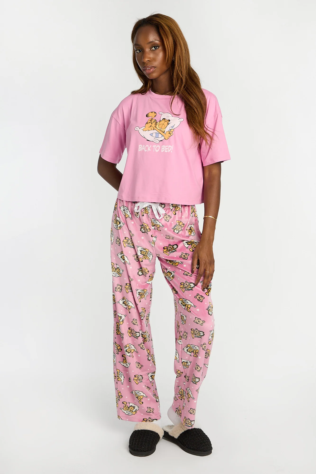 Garfield Super Soft Pajama Tee And Velour Pajama Pants 2-Piece Set