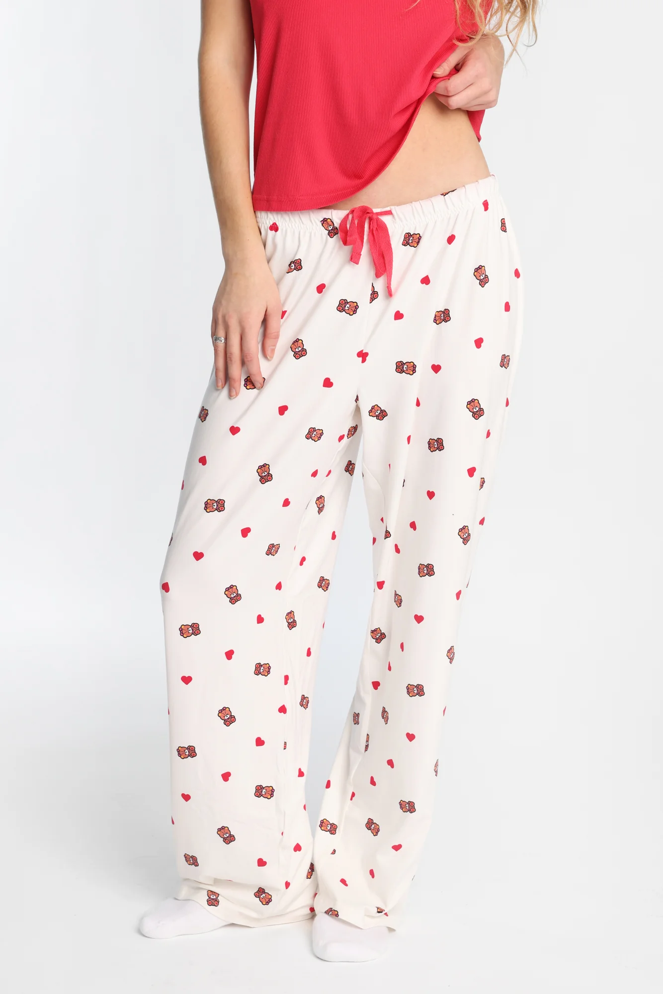Hello Kitty Teddy Bear Ribbed Pajama Tank Top And Pants 2-Piece Set - Image 3