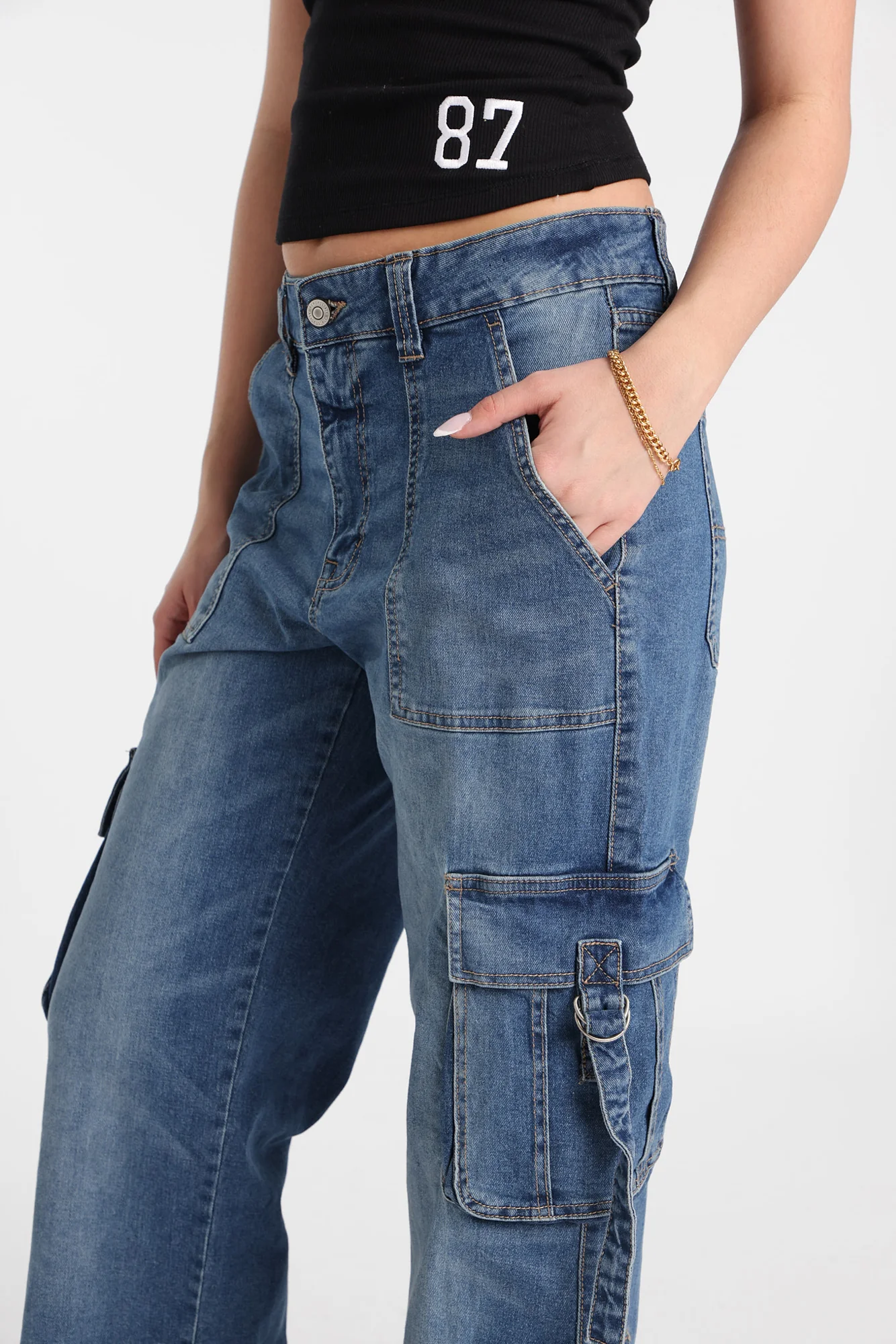 AERO Super High Rise D-Ring Baggy Cargo Jeans - Image 10