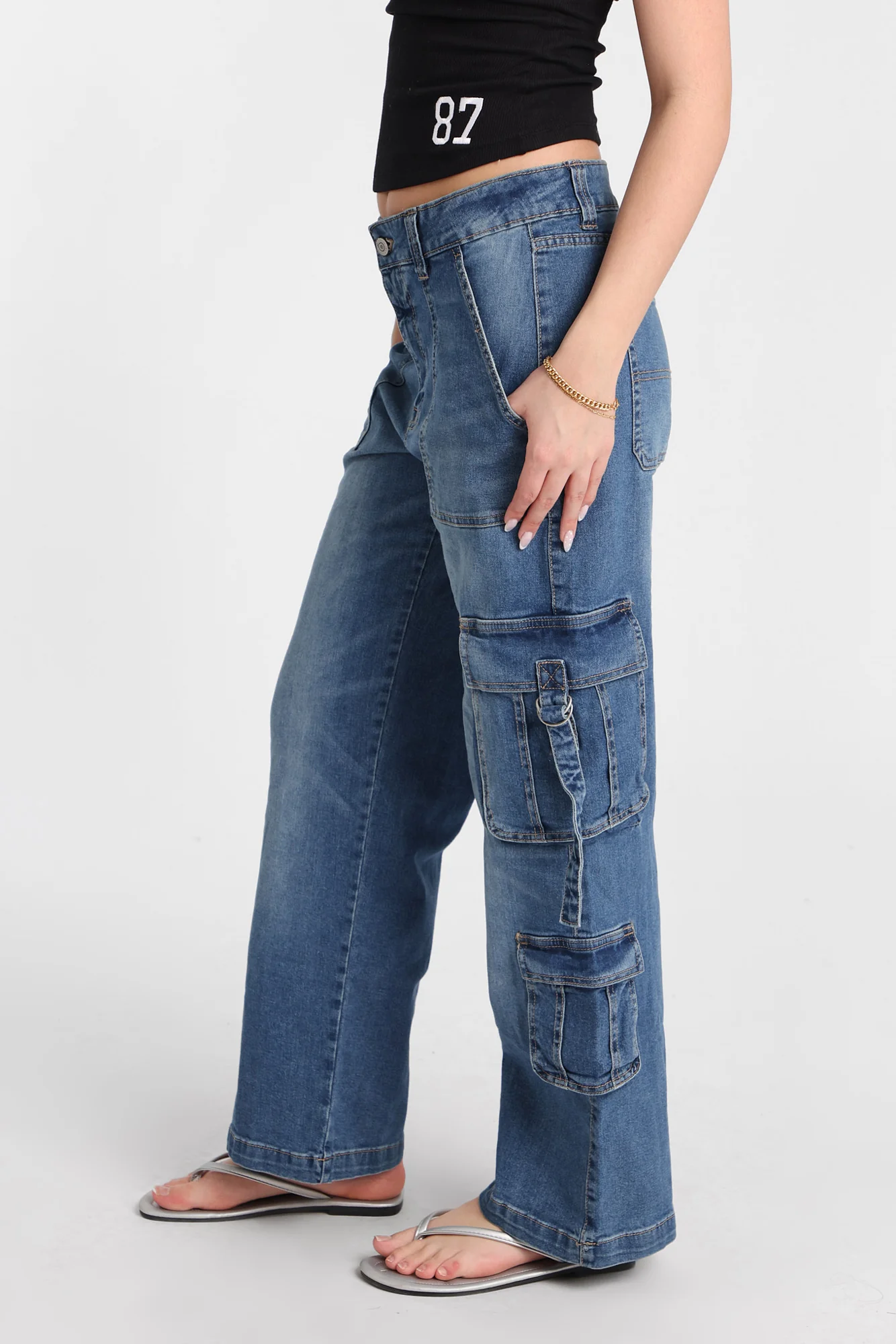 AERO Super High Rise D-Ring Baggy Cargo Jeans - Image 9
