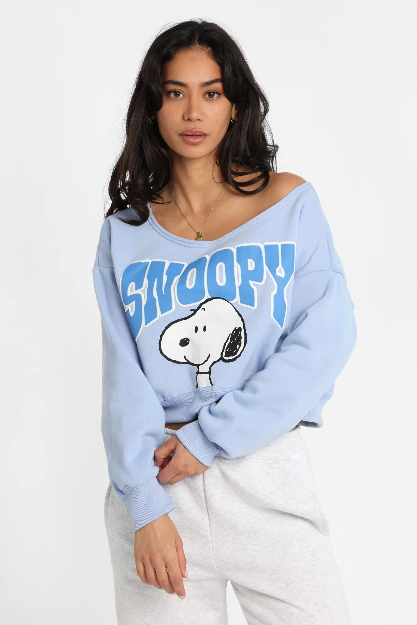 Peanuts Snoopy Off-Shoulder Sweatshirt