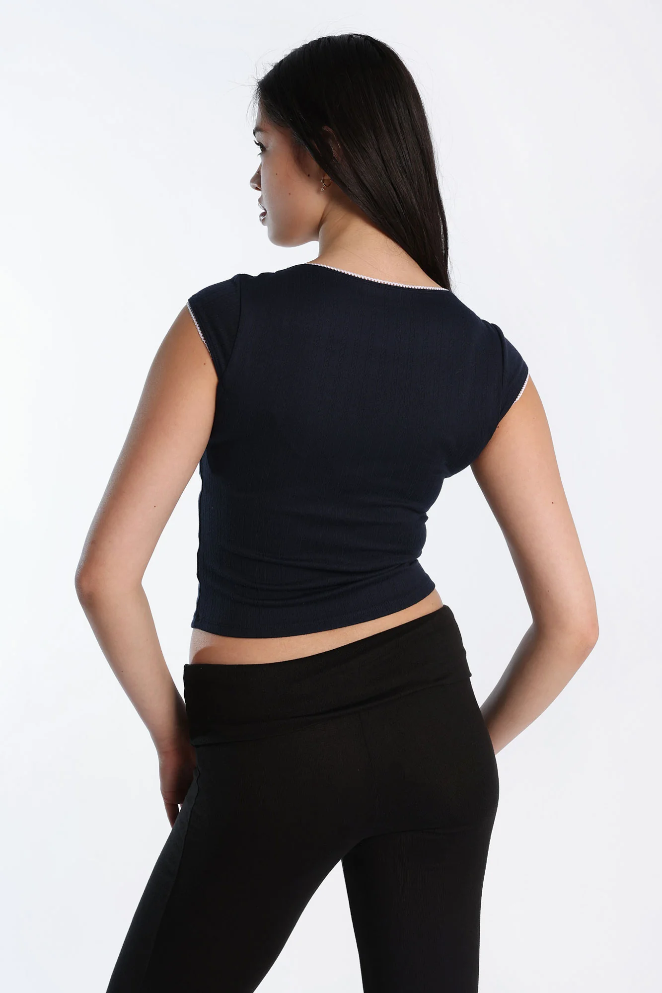 AERO Square Neck Short Sleeve Pointelle Tee - Image 15