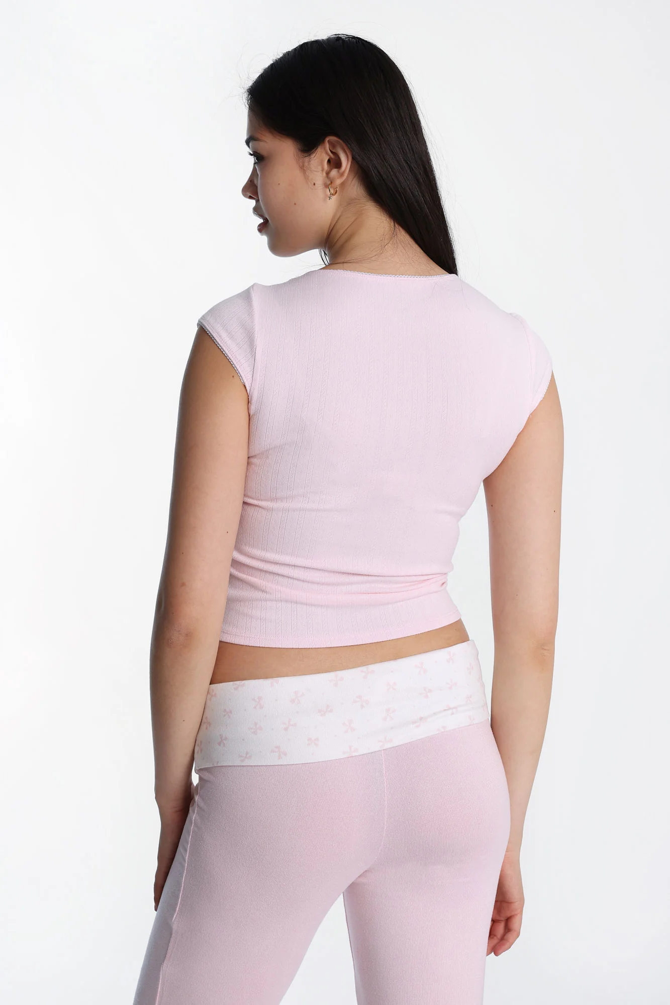 AERO Square Neck Short Sleeve Pointelle Tee - Image 23