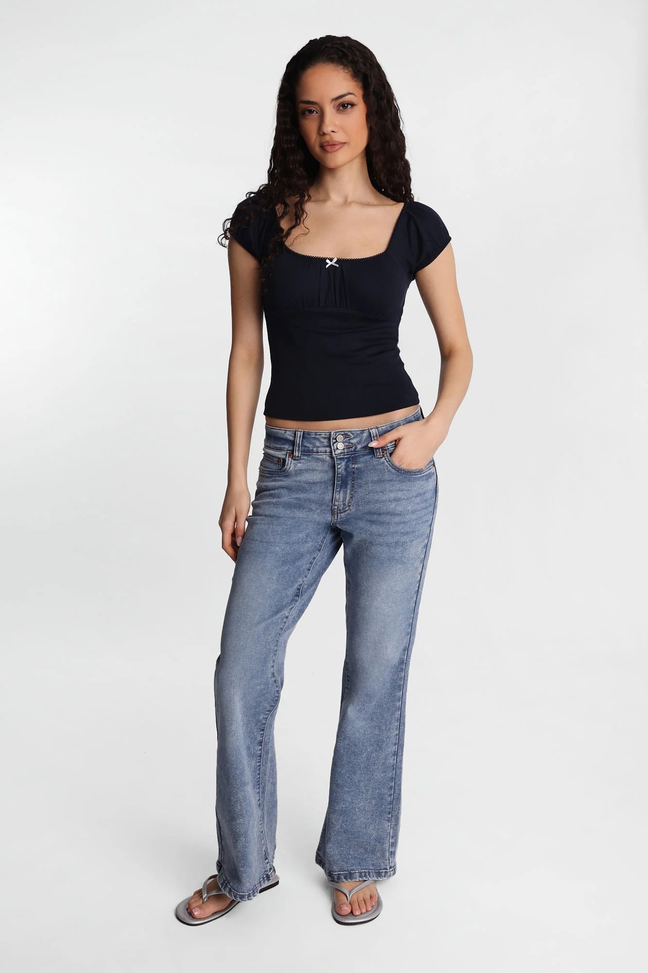 AERO Pointelle Knit Puff Sleeve Top - Image 17